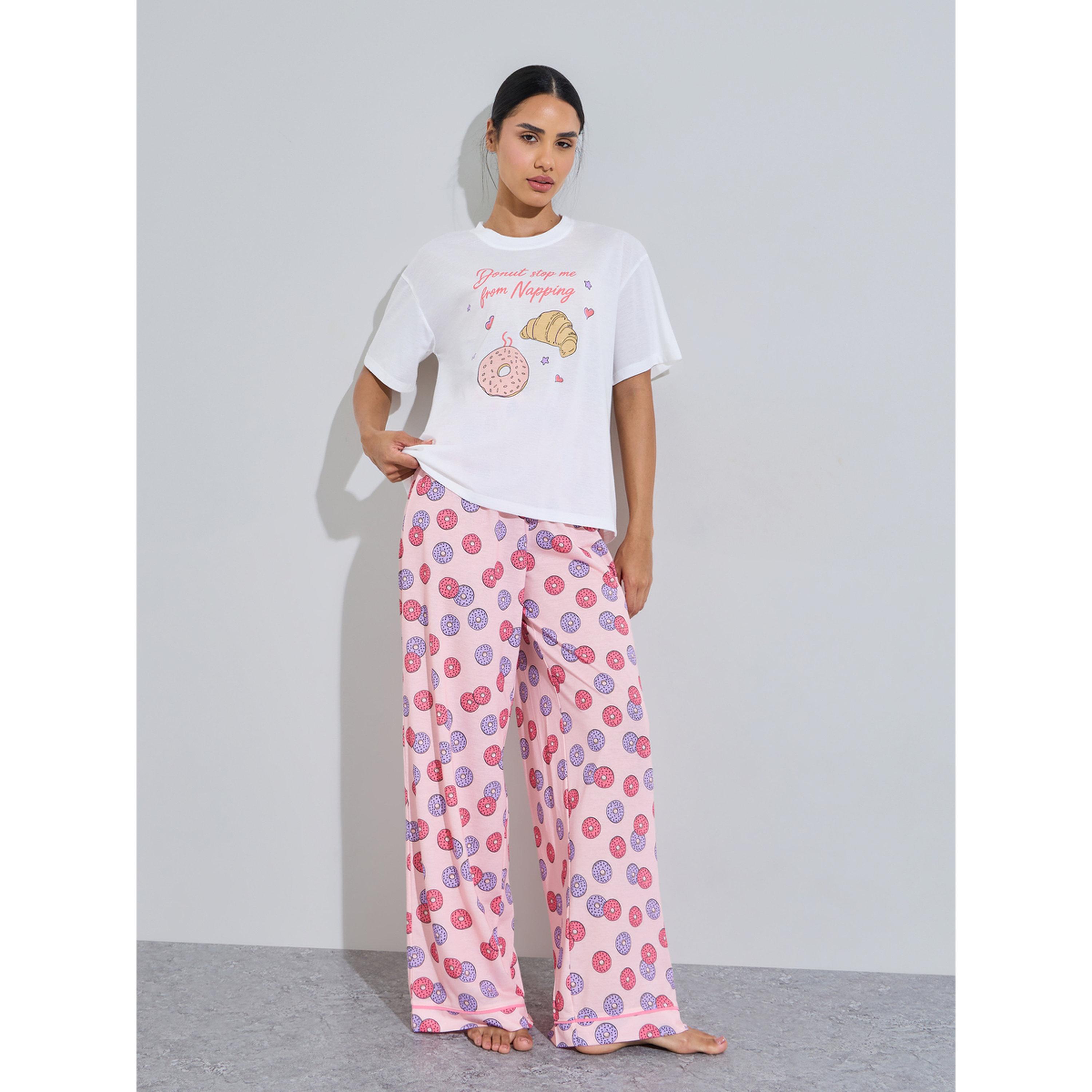 Styli Multi-Color Graphic Print T-Shirt and Wide Leg Pants Pyjama Set-women-clothing-nightwear-pyjamas-longsets-image-1