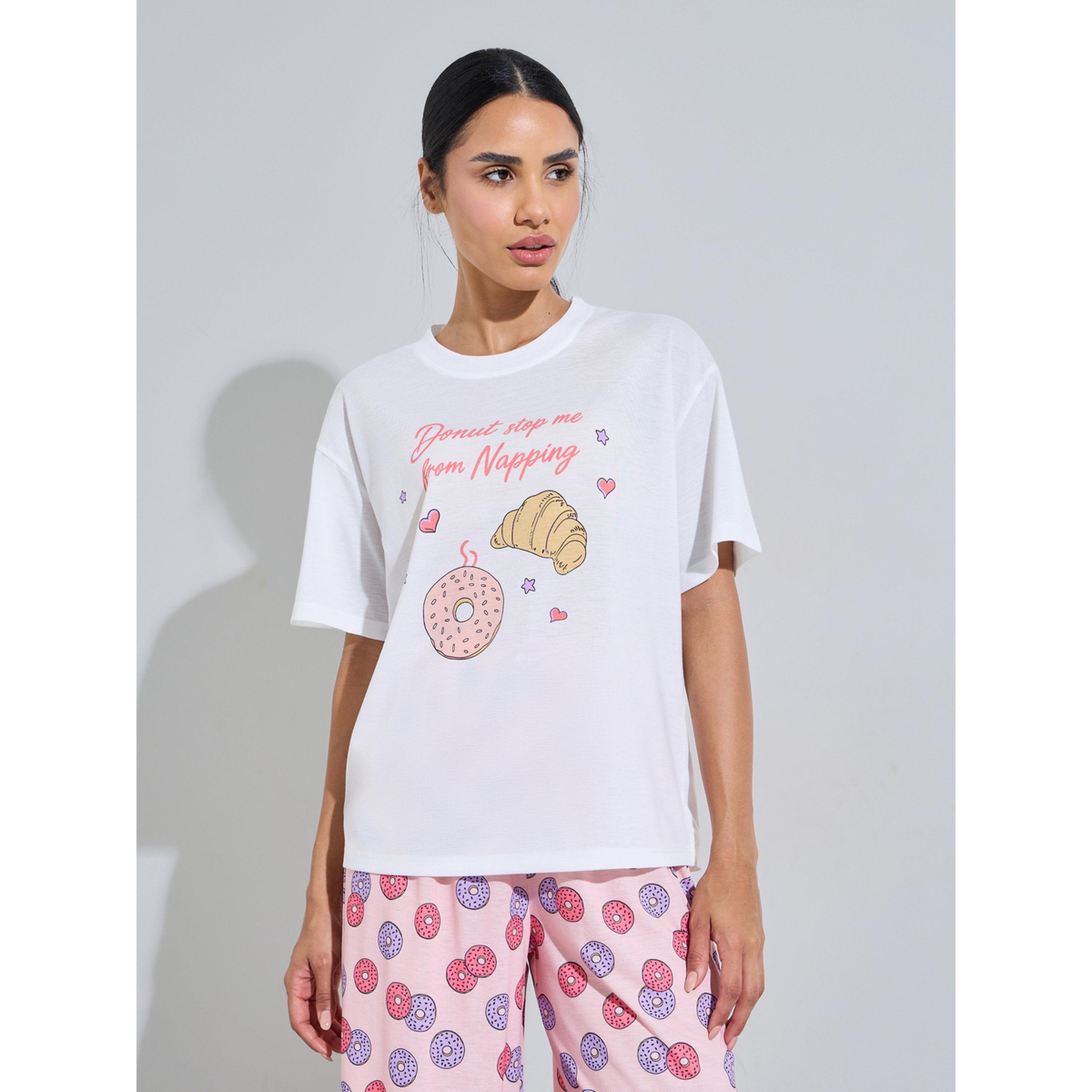 Styli Multi-Color Graphic Print T-Shirt and Wide Leg Pants Pyjama Set-women-clothing-nightwear-pyjamas-longsets-image-2