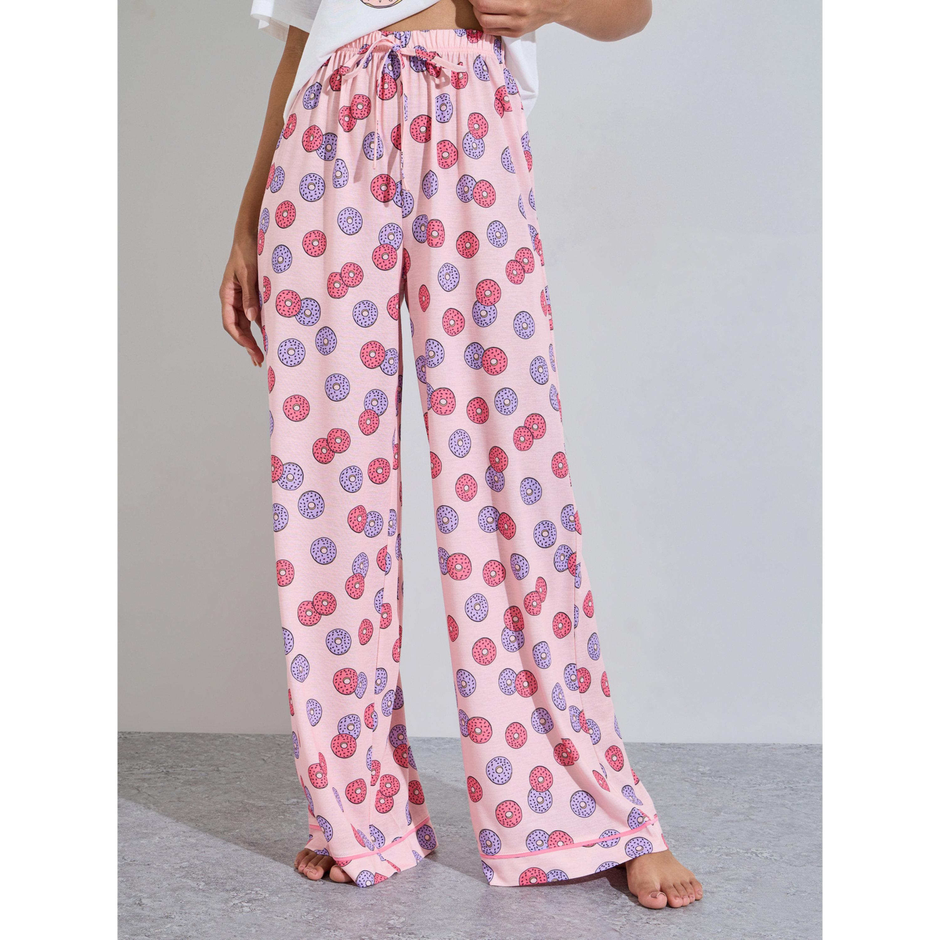 Styli Multi-Color Graphic Print T-Shirt and Wide Leg Pants Pyjama Set-women-clothing-nightwear-pyjamas-longsets-image-4