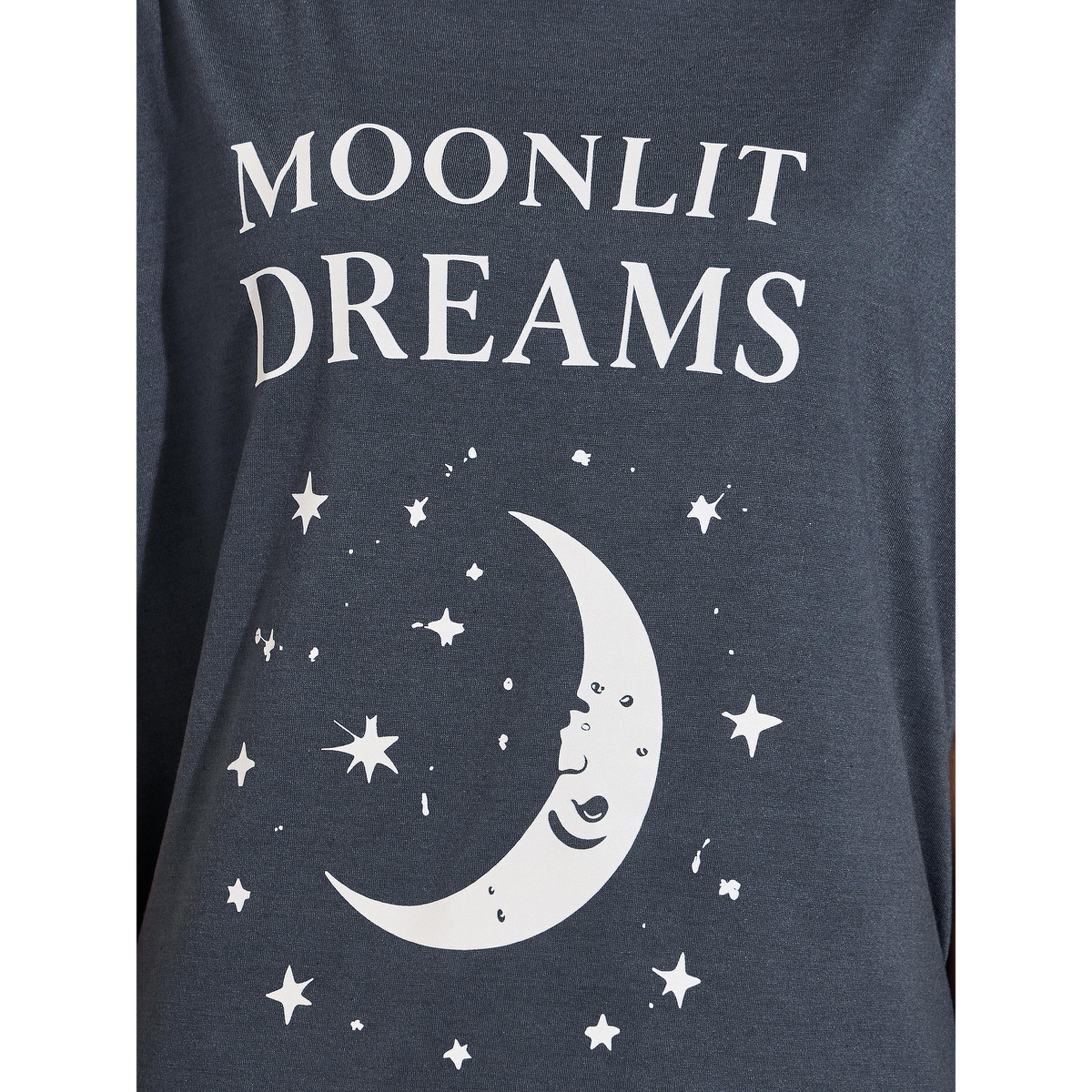 طقم بيجاما من بنطال بأرجل واسعة وتيشيرت بطبعة القمر والنجوم باللون الفحمي-women-clothing-nightwear-pyjamas-longsets-image-5