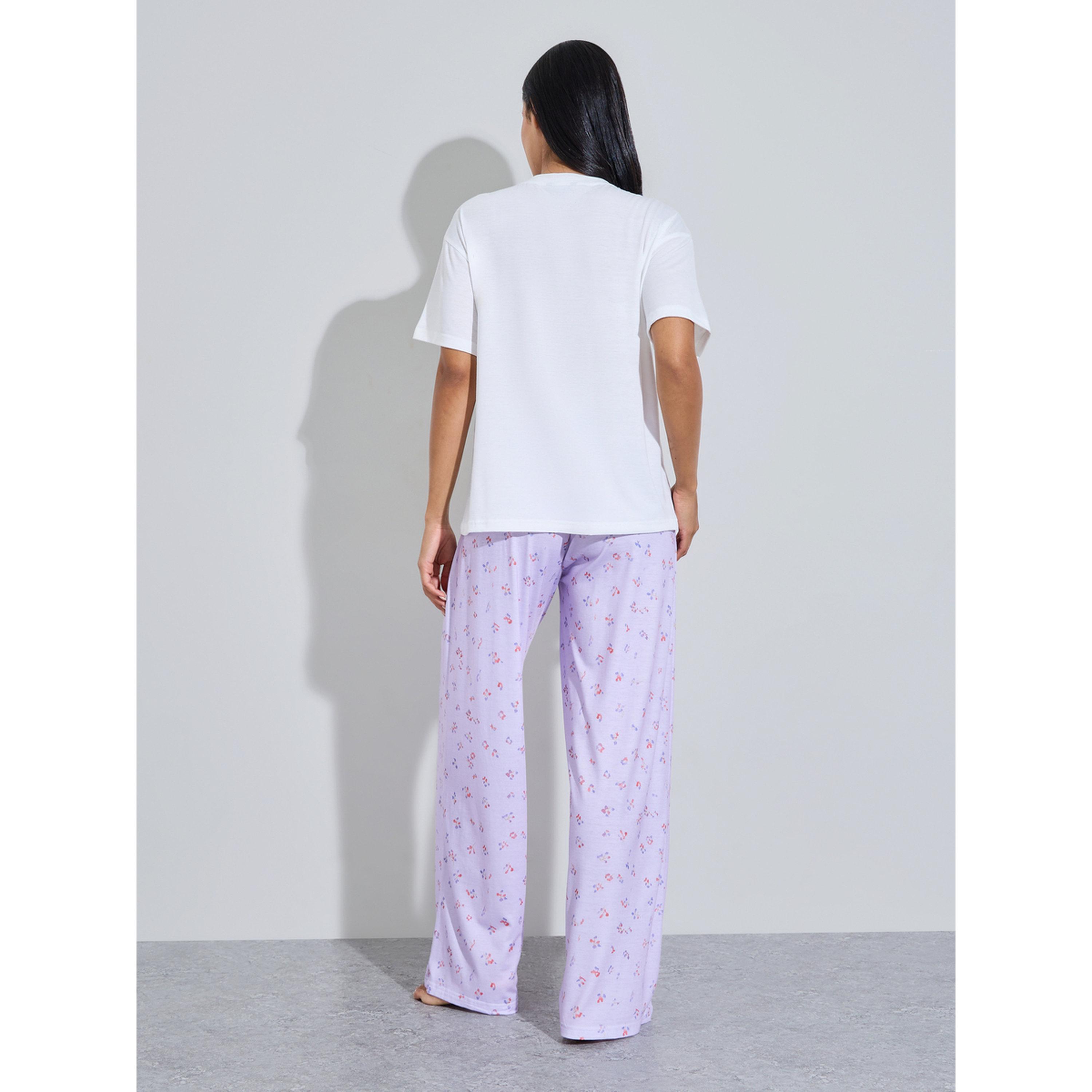 Styli Multi-Color Floral Print T-Shirt and Wide Leg Pants Pyjama Set-women-clothing-nightwear-pyjamas-longsets-image-3