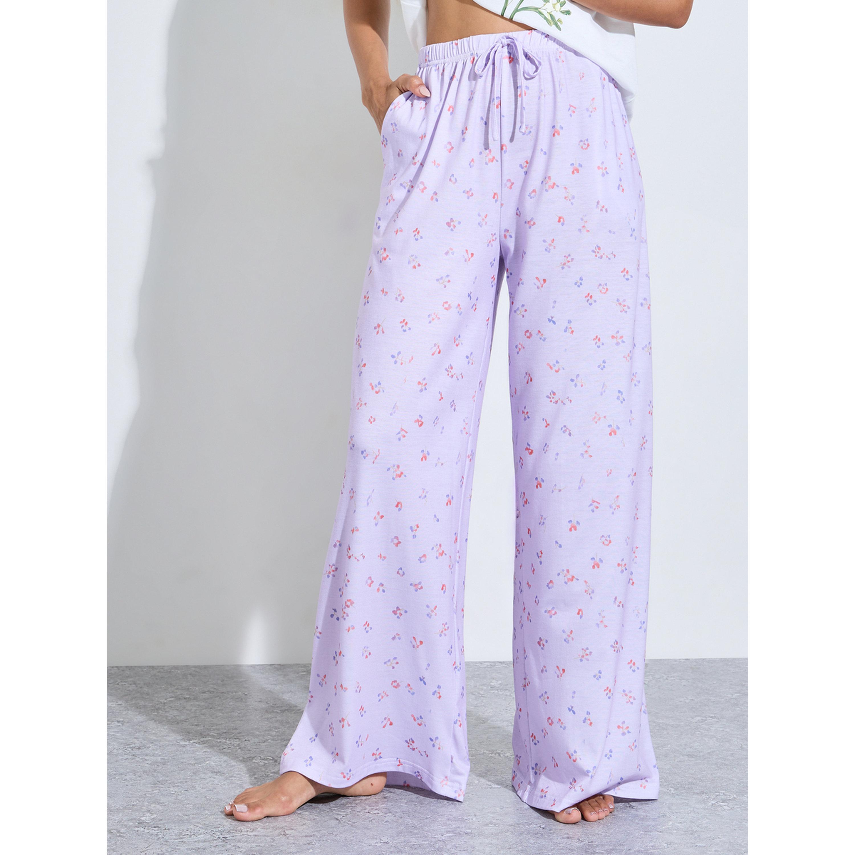 Styli Multi-Color Floral Print T-Shirt and Wide Leg Pants Pyjama Set-women-clothing-nightwear-pyjamas-longsets-image-4