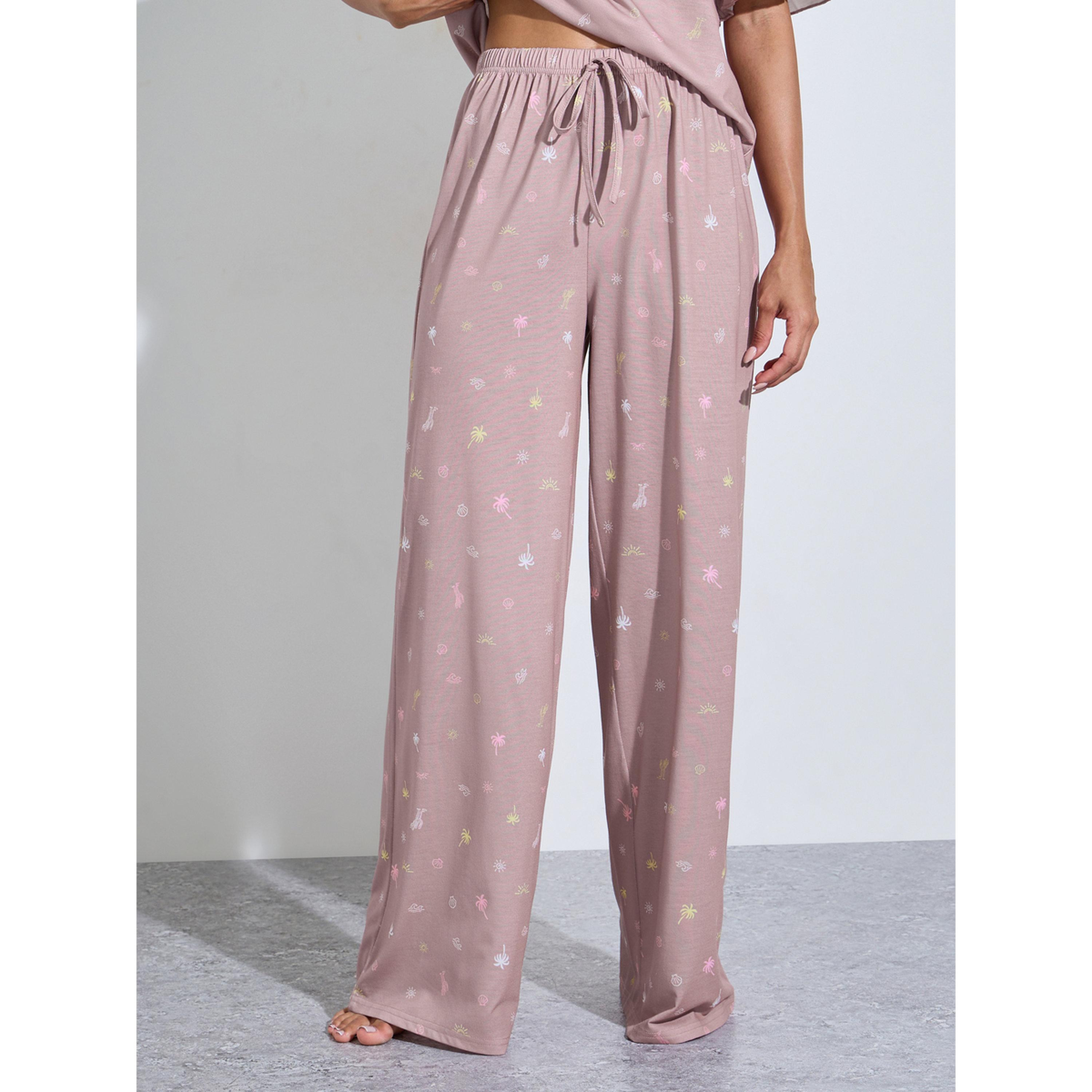 طقم بيجاما من بنطال بأرجل واسعة وتيشيرت بأكمام قصيرة وكشكش-women-clothing-nightwear-pyjamas-longsets-image-4