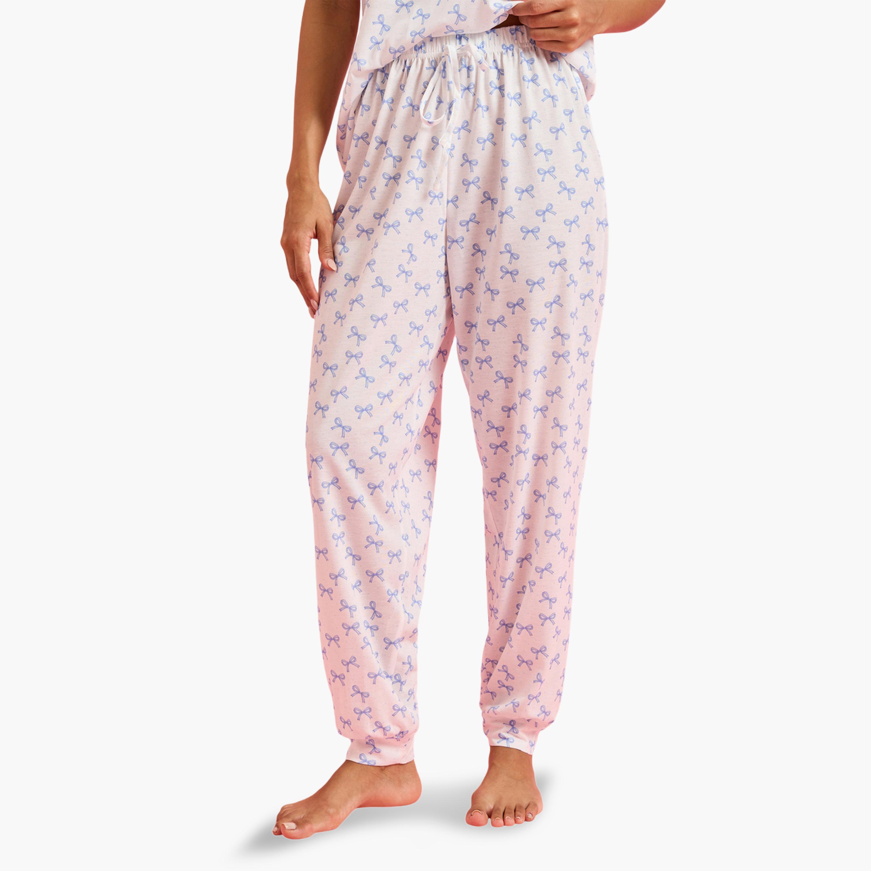 طقم بيجاما من بنطال وتيشيرت وطبعة عقدة بالكامل متعدد الألوان-women-clothing-nightwear-pyjamas-longsets-image-4