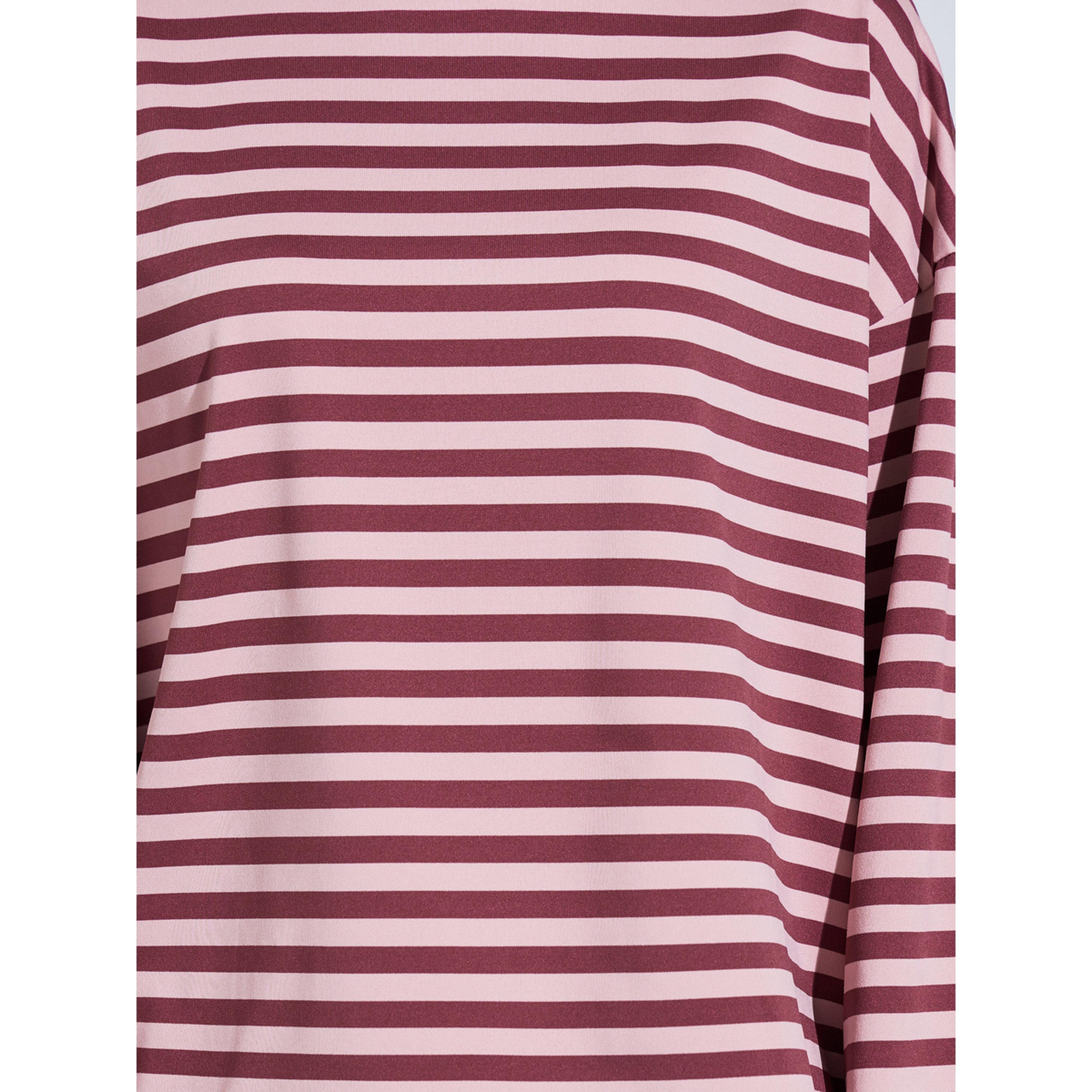 Styli Burgundy Striped Long Sleeves T-Shirt and Wide Leg Pants Pyjama Set-women-clothing-nightwear-pyjamas-longsets-image-5
