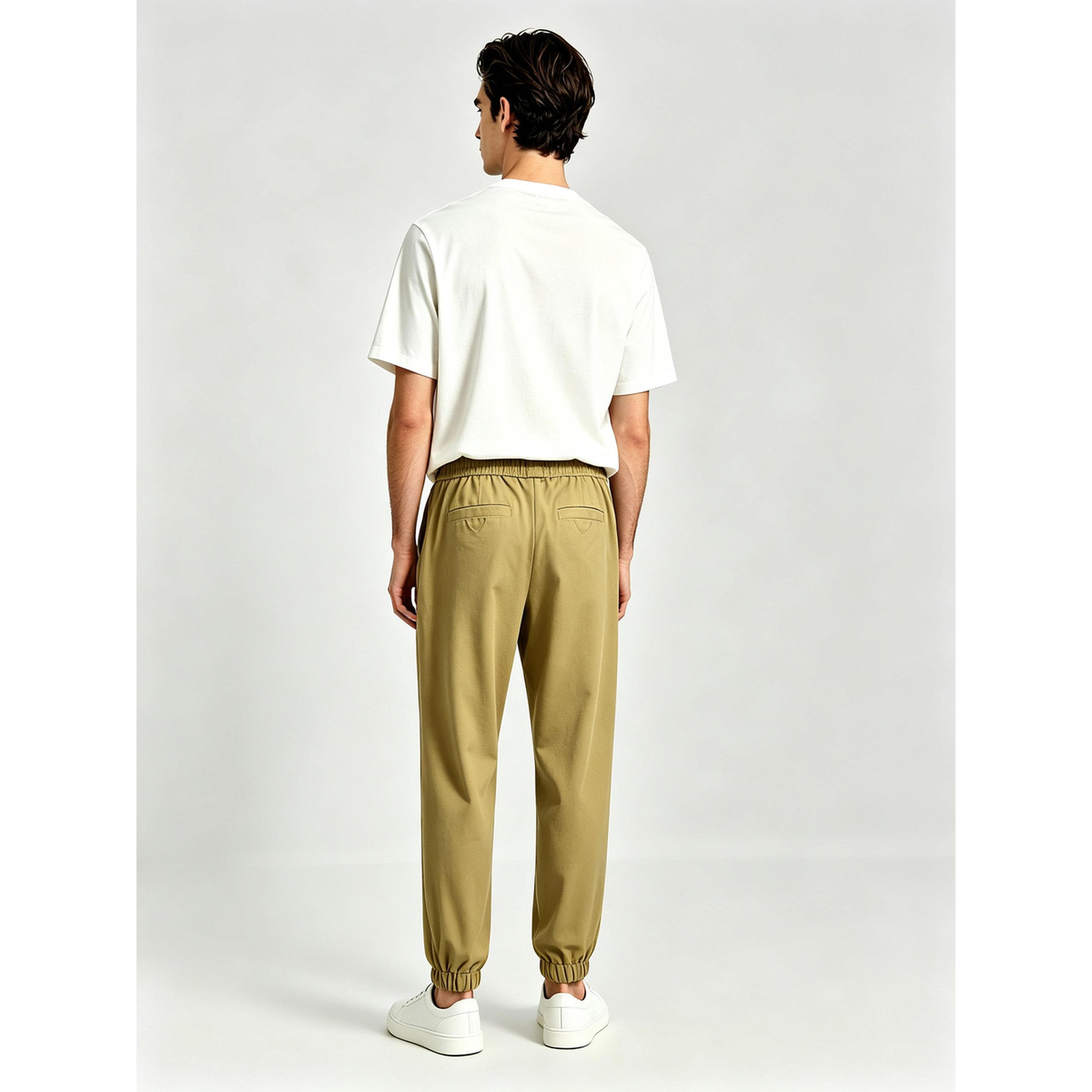 بنطال جوغر بخصر مطاطي للرجال باللون البيج-men-clothing-joggers-image-2