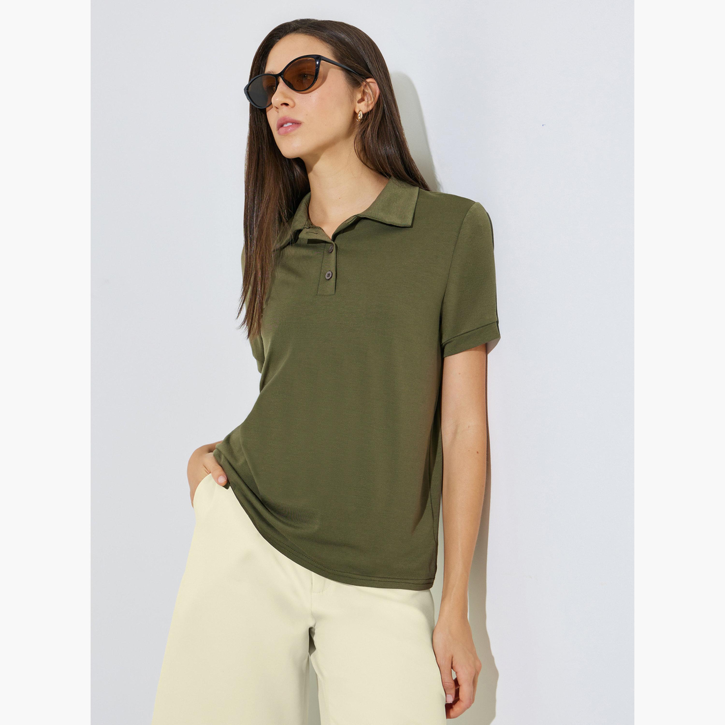 تيشيرت بولو بقصة عادية-women-clothing-tshirts-image-3