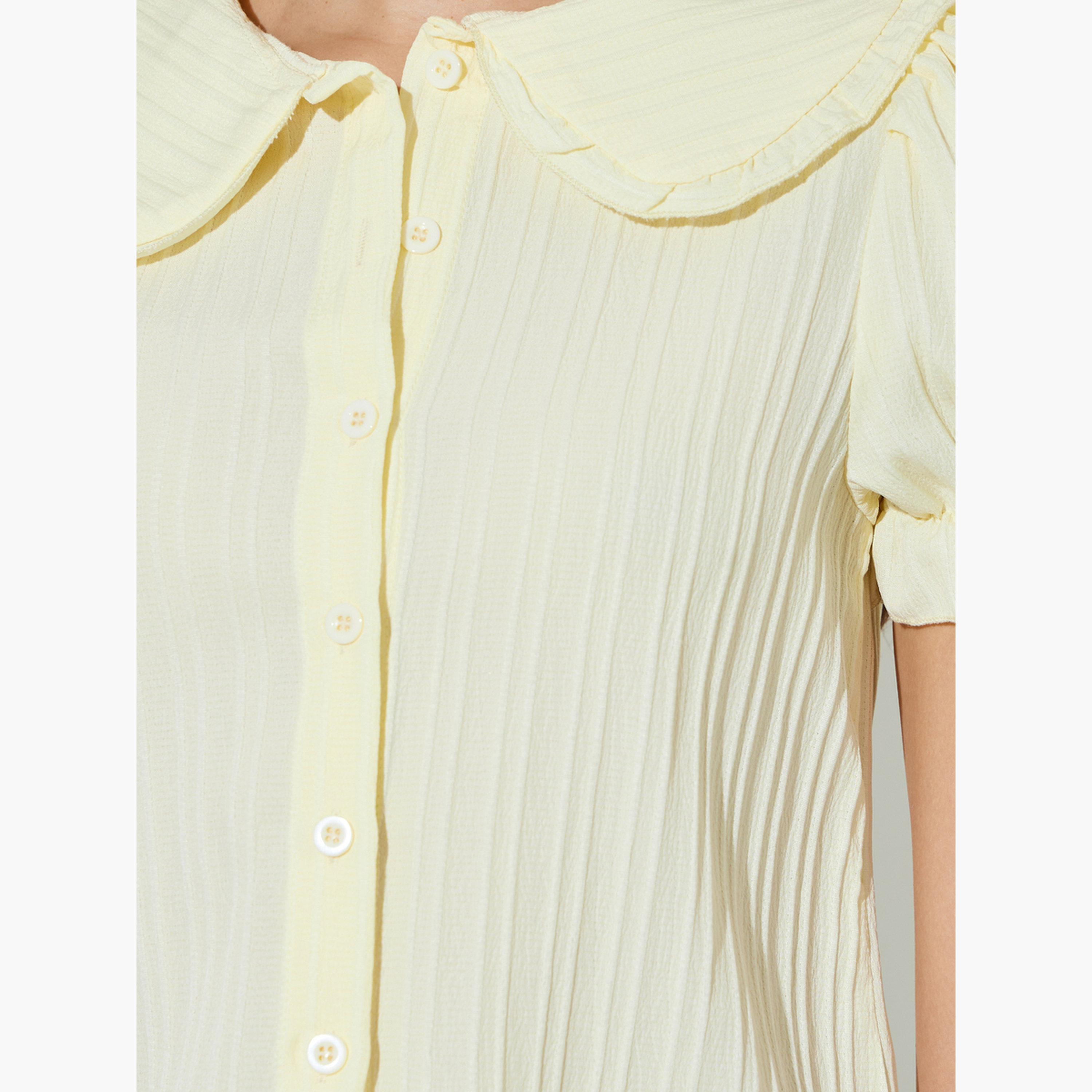 ستايلي - قميص أصفر قصير الأكمام بنقشة مميزة-women-clothing-shirtsandblouses-shirts-image-5