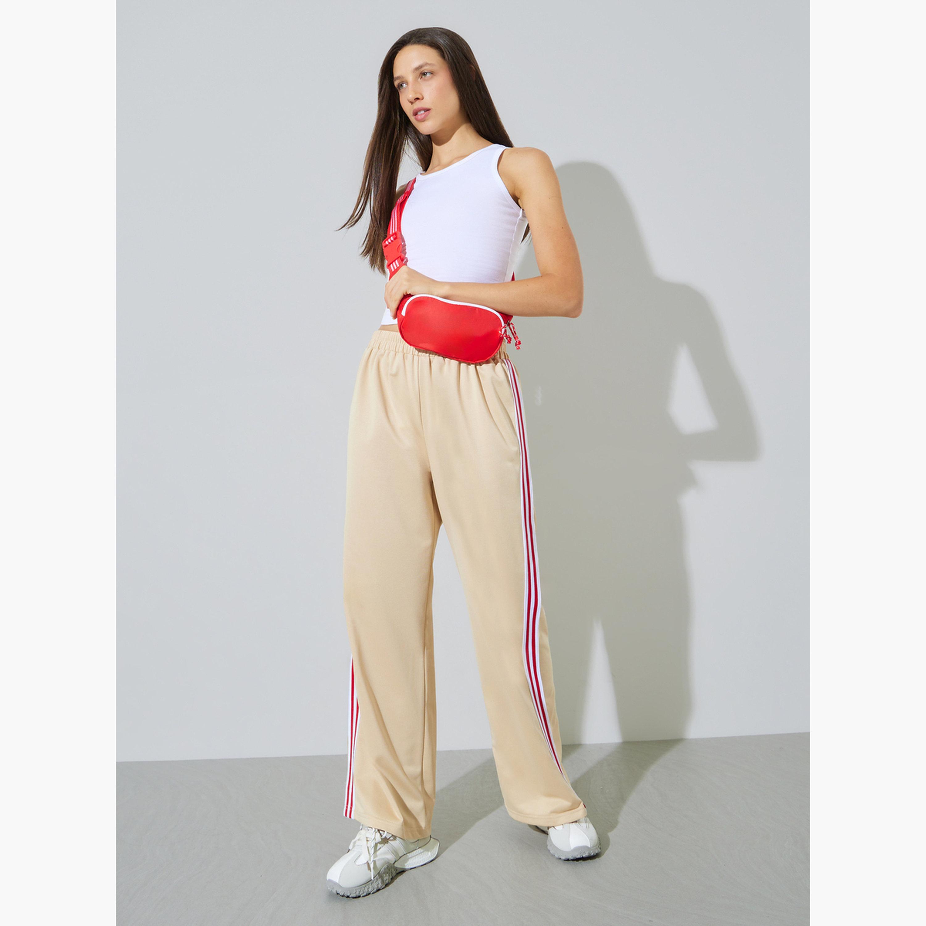 Styli Beige Side Tape Detail Wide Leg Joggers-women-clothing-bottoms-joggers-image-2