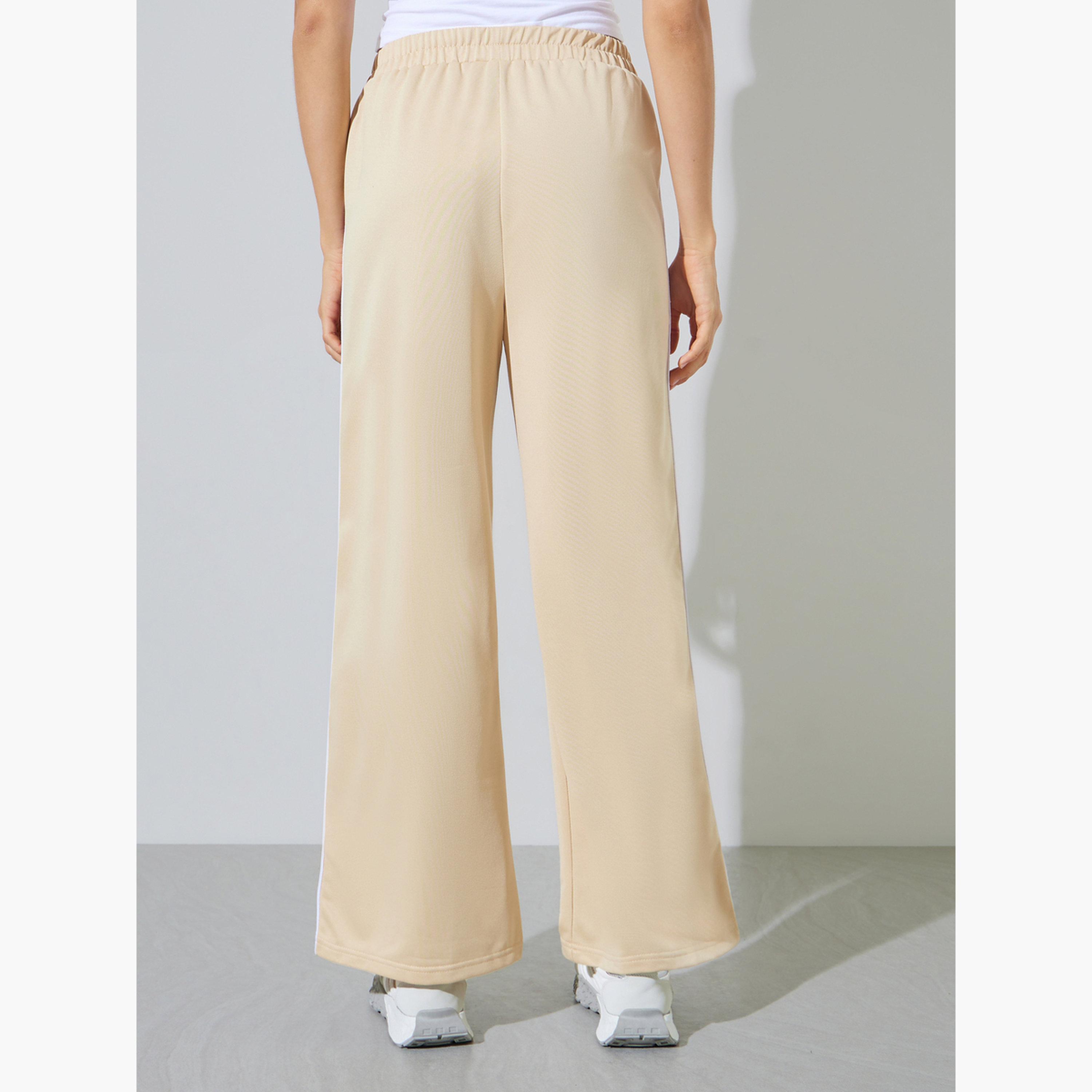 Styli Beige Side Tape Detail Wide Leg Joggers-women-clothing-bottoms-joggers-image-4