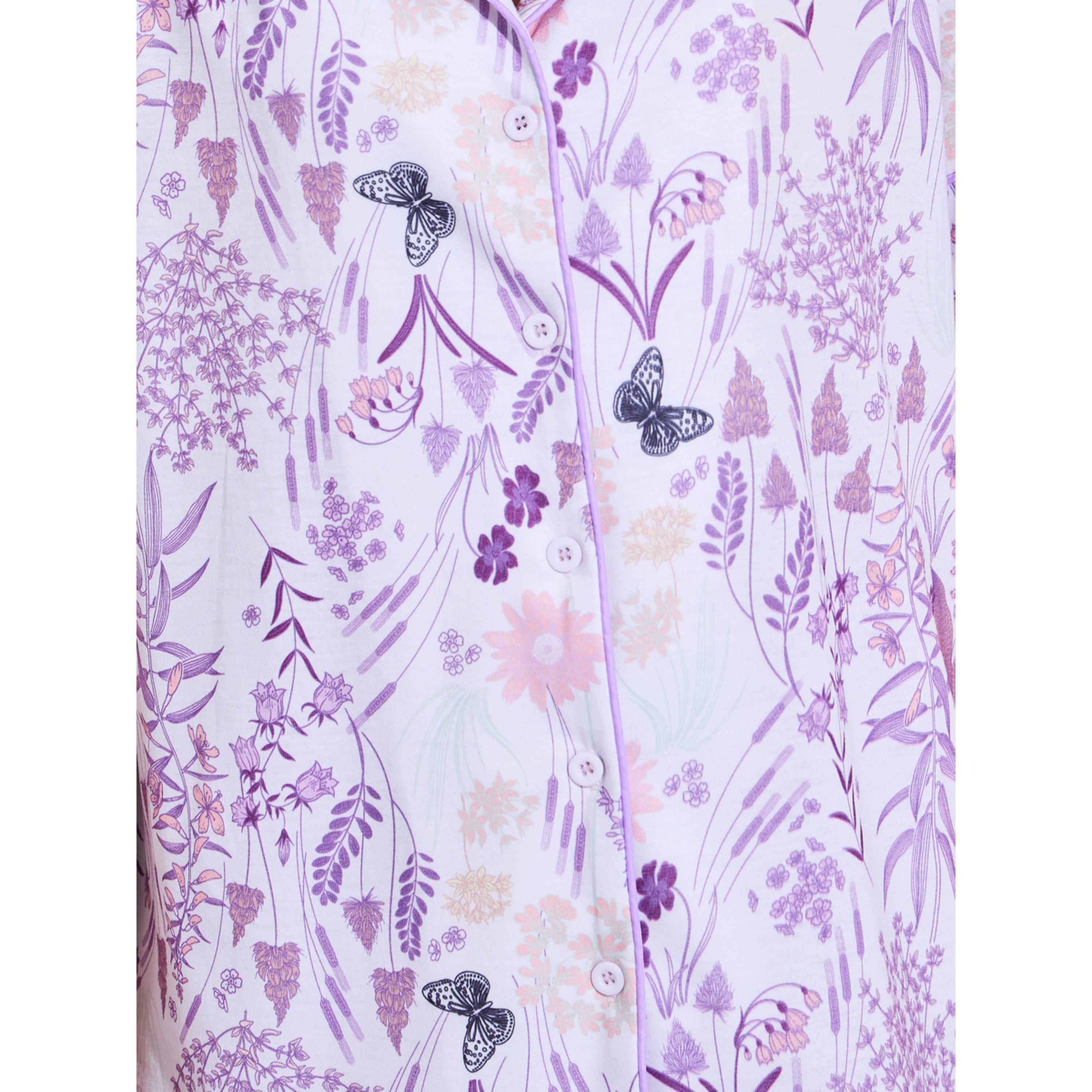 ستايلي - بيجاما قميص مطبوع بالكامل باللون الليلكي وبنطال واسع الساقين-women-clothing-nightwear-pyjamas-longsets-image-5