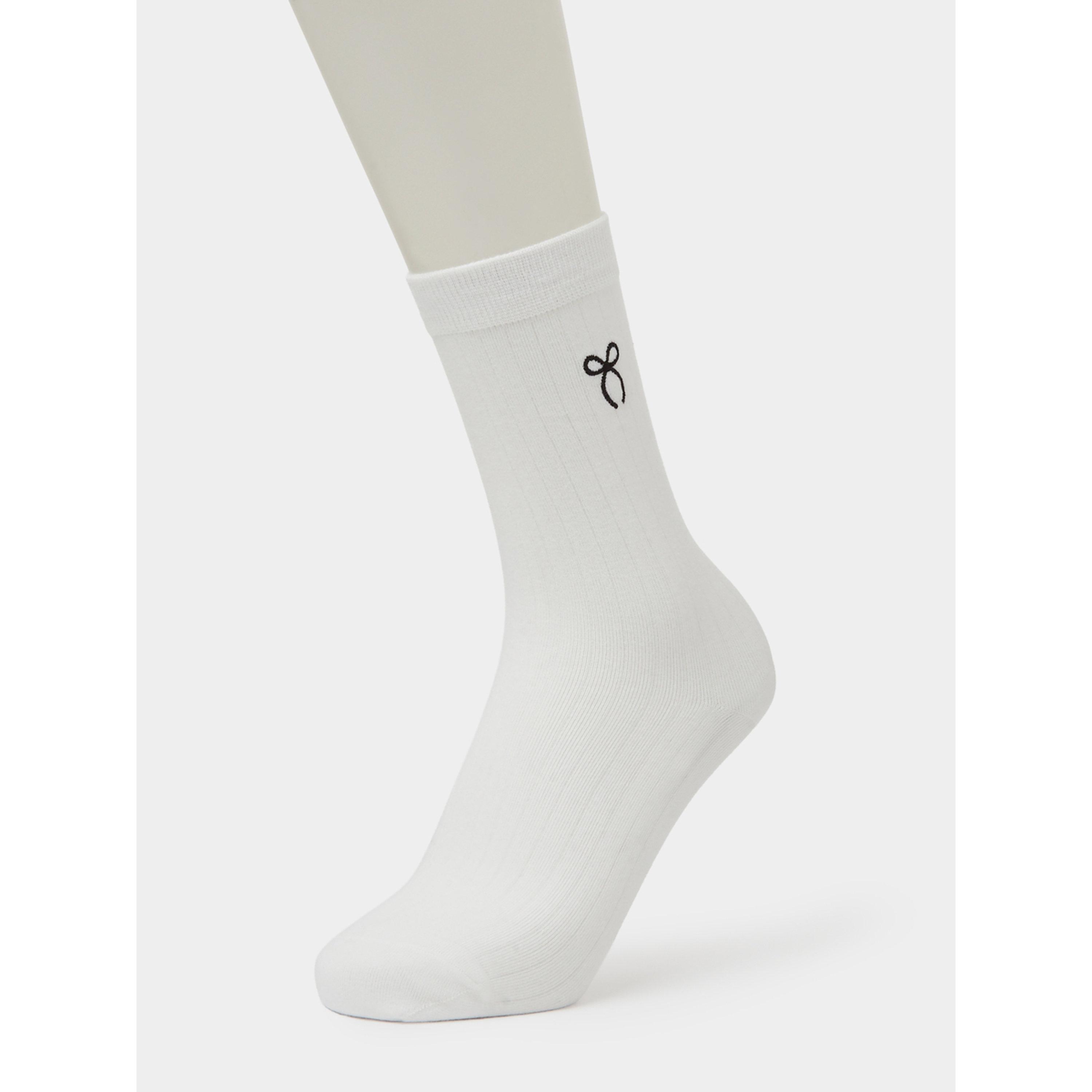 Styli Pack of 3 - Multi-Color Ribbed Ankle Socks with Bow Print Detail-women-socksandstockings-image-4