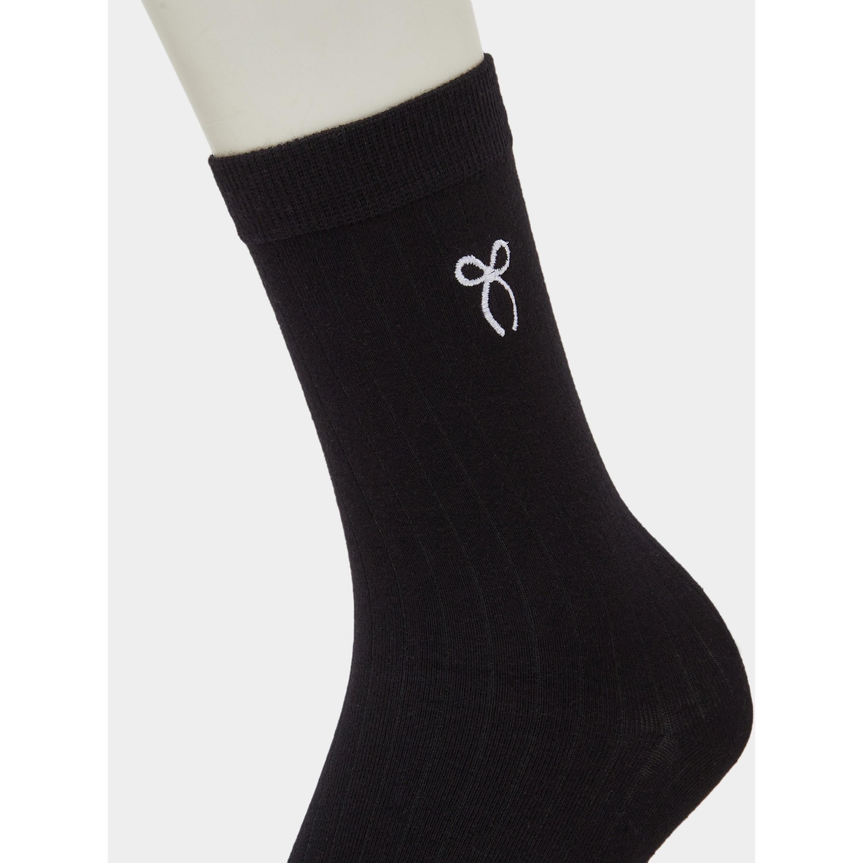 Styli Pack of 3 - Multi-Color Ribbed Ankle Socks with Bow Print Detail-women-socksandstockings-image-7
