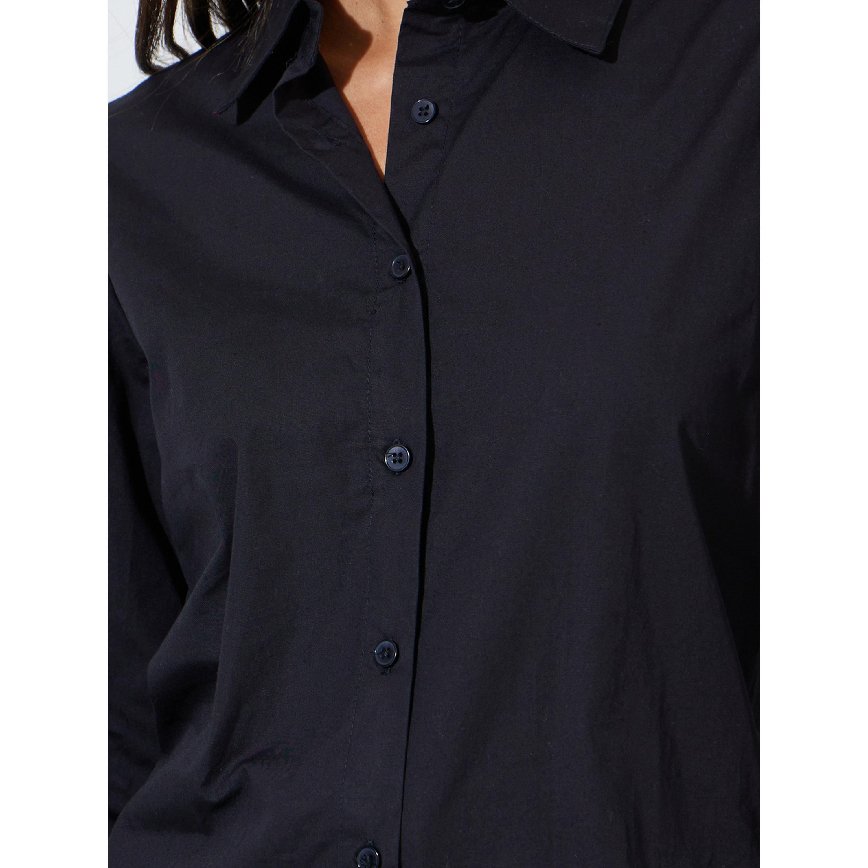 Styli Black Solid Puff Long Sleeves Regular Fit Shirt-women-clothing-shirtsandblouses-shirts-image-5