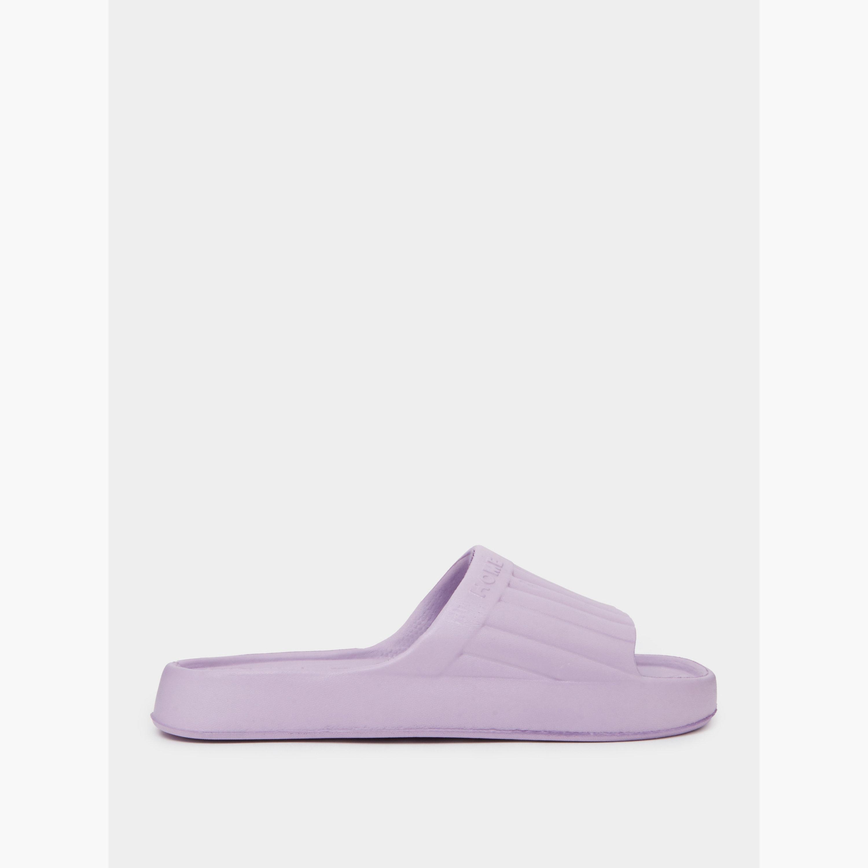 Styli Lilac Embossed Pool Slides-women-shoes-flats-slides-image-3