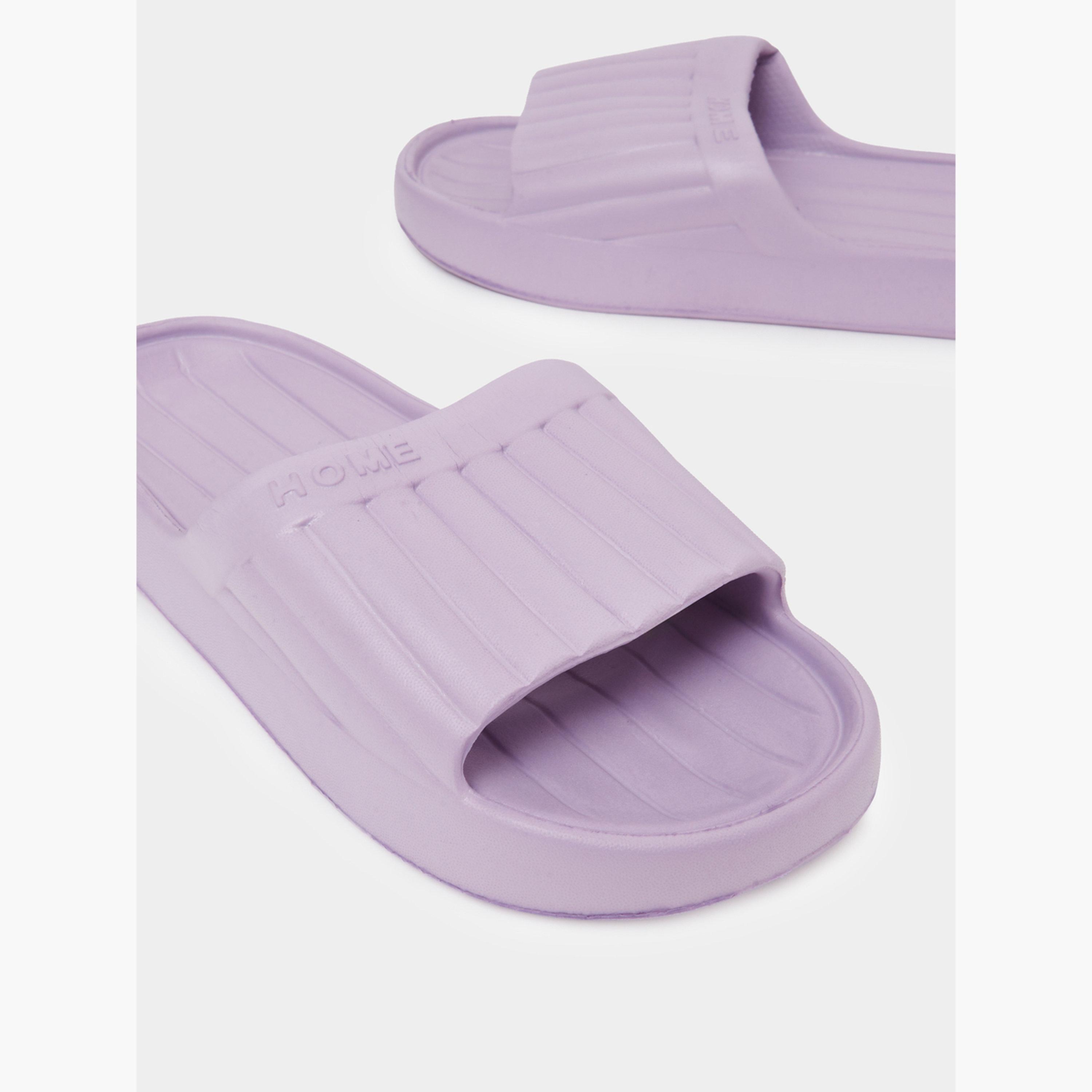 Styli Lilac Embossed Pool Slides-women-shoes-flats-slides-image-5