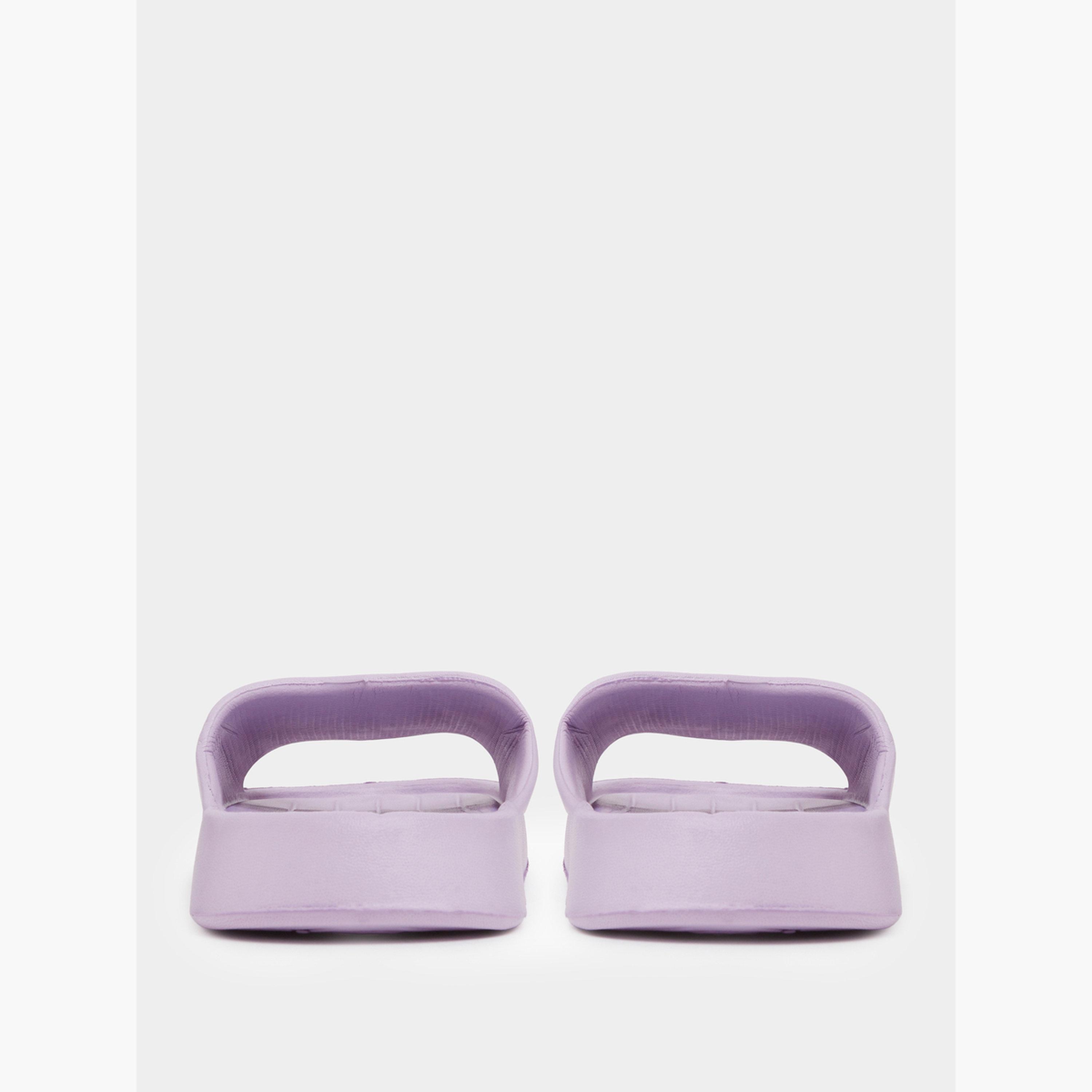 Styli Lilac Embossed Pool Slides-women-shoes-flats-slides-image-6