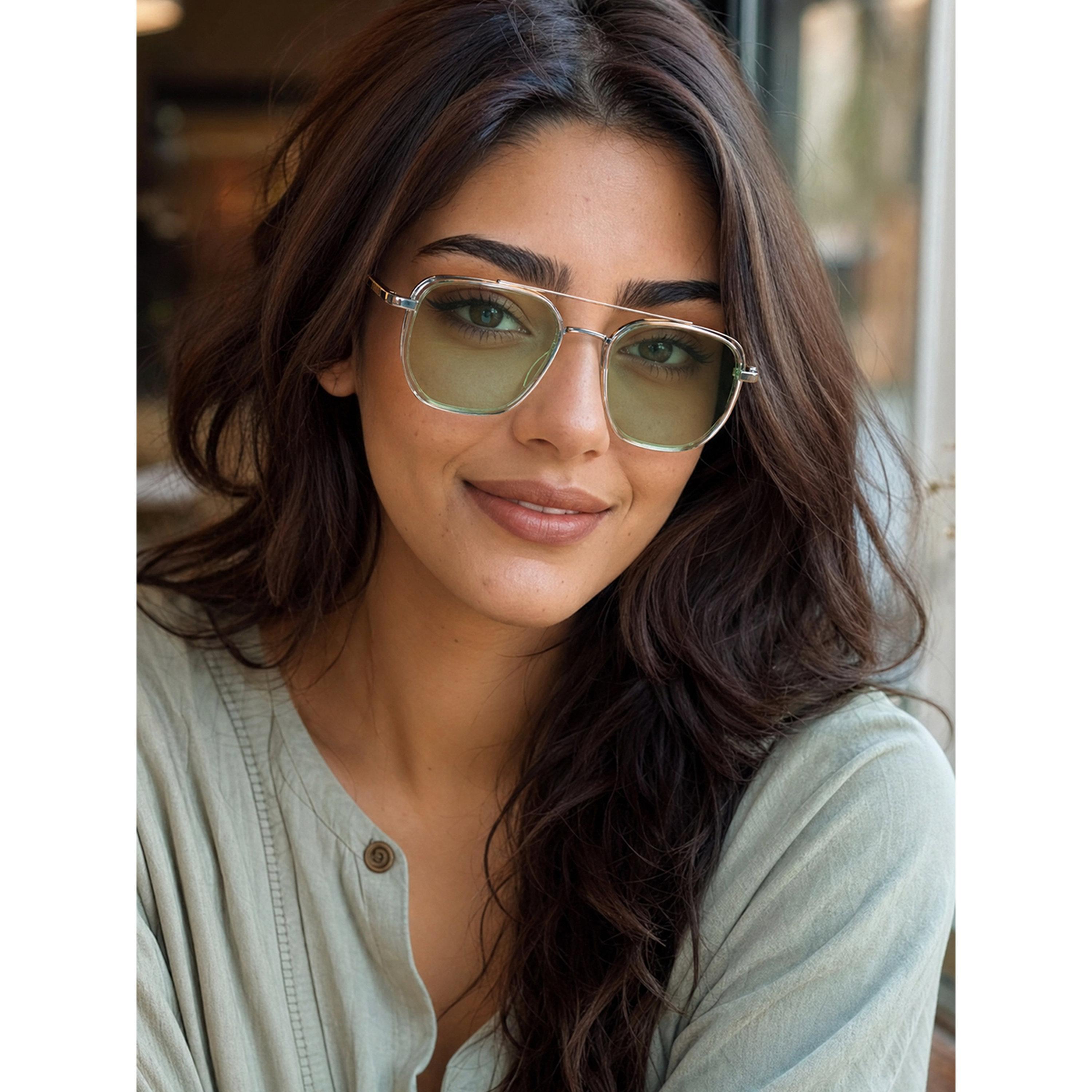 Take Two Silver Double Bridge Aviator Sunglasses-women-sunglasses-image-2