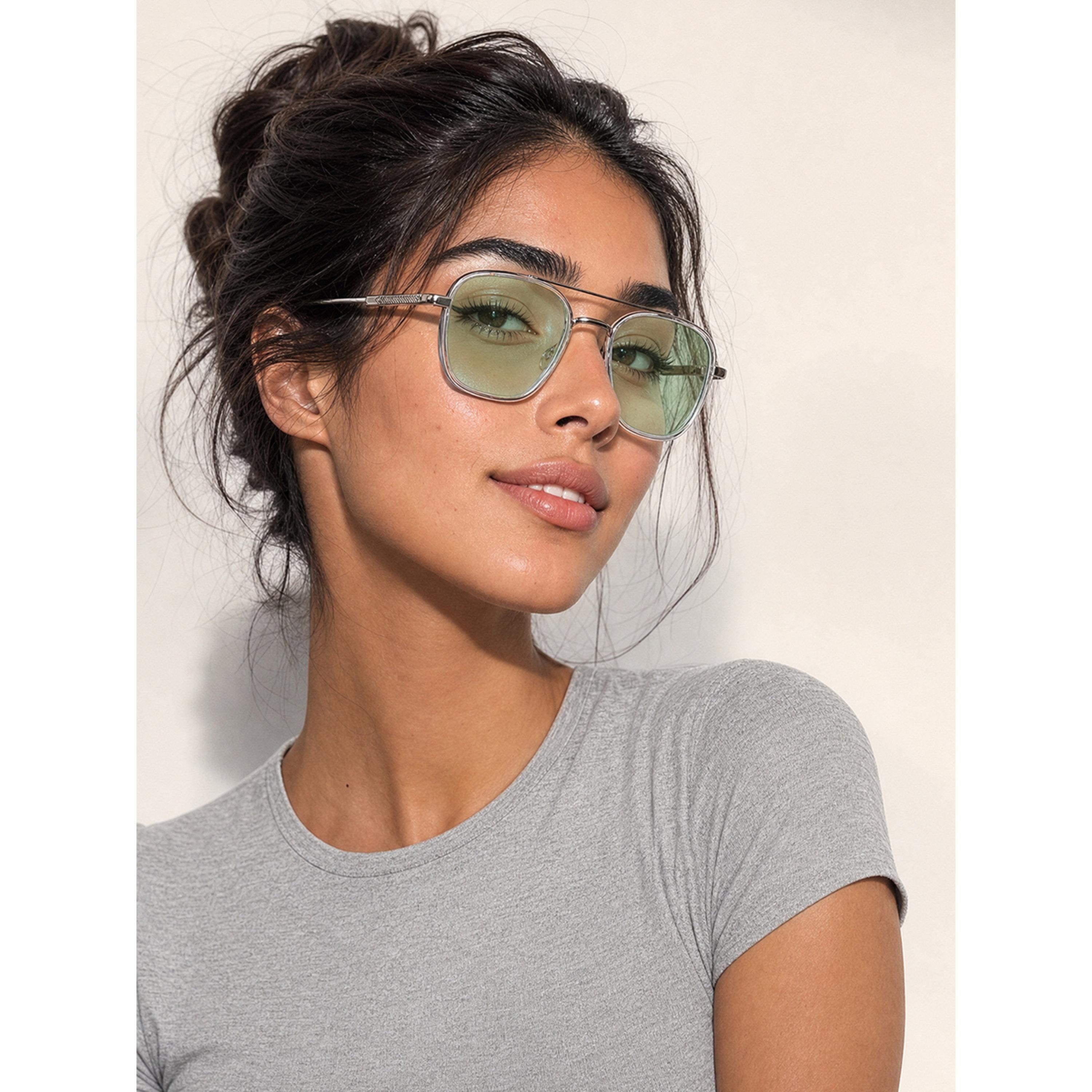 Take Two Silver Double Bridge Aviator Sunglasses-women-sunglasses-image-4