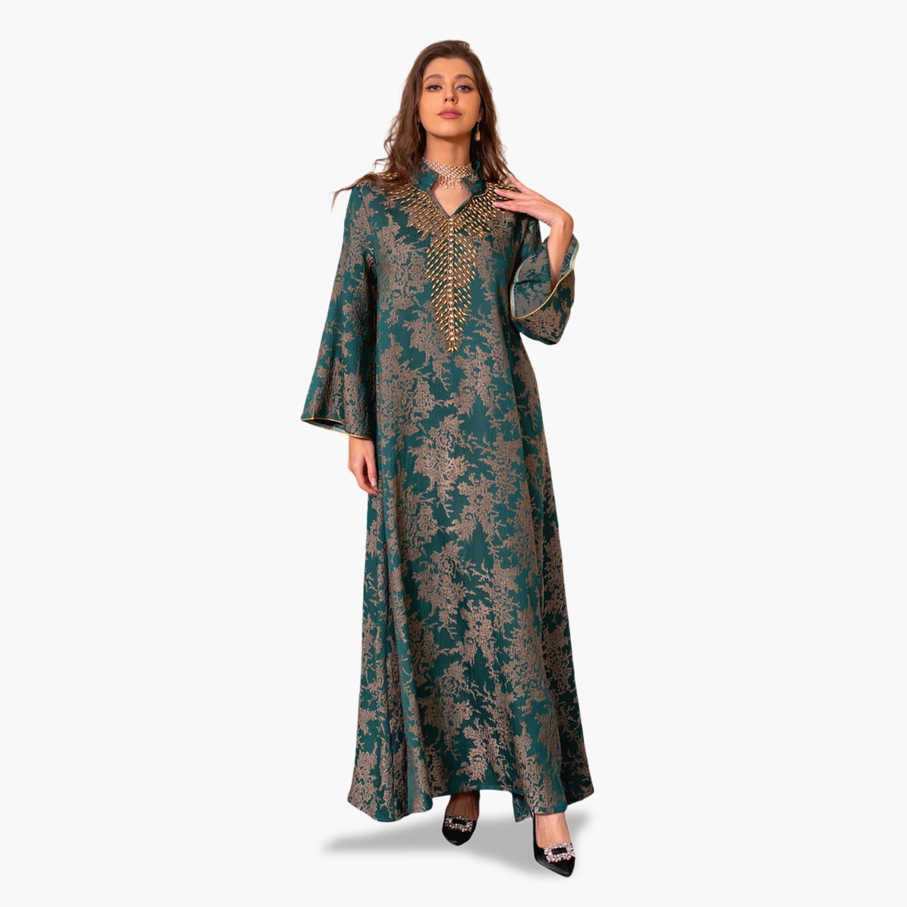 Take Two Green Beaded Maxi Jalabiya-women-arabicclothing-jalabiyas-image-2