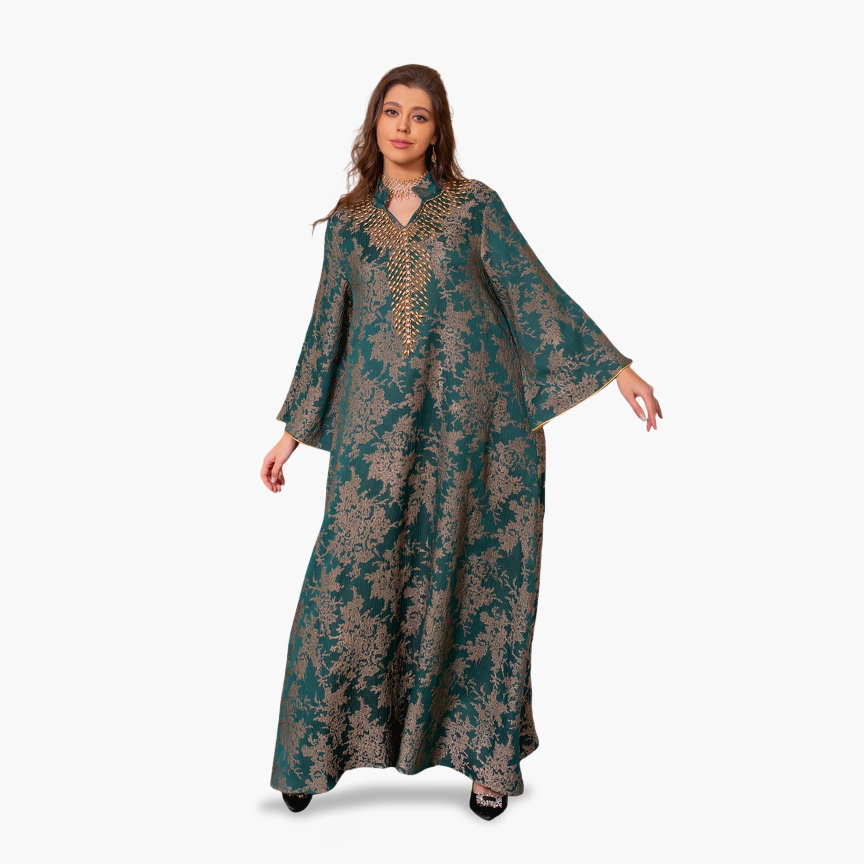 Take Two Green Beaded Maxi Jalabiya-women-arabicclothing-jalabiyas-image-3
