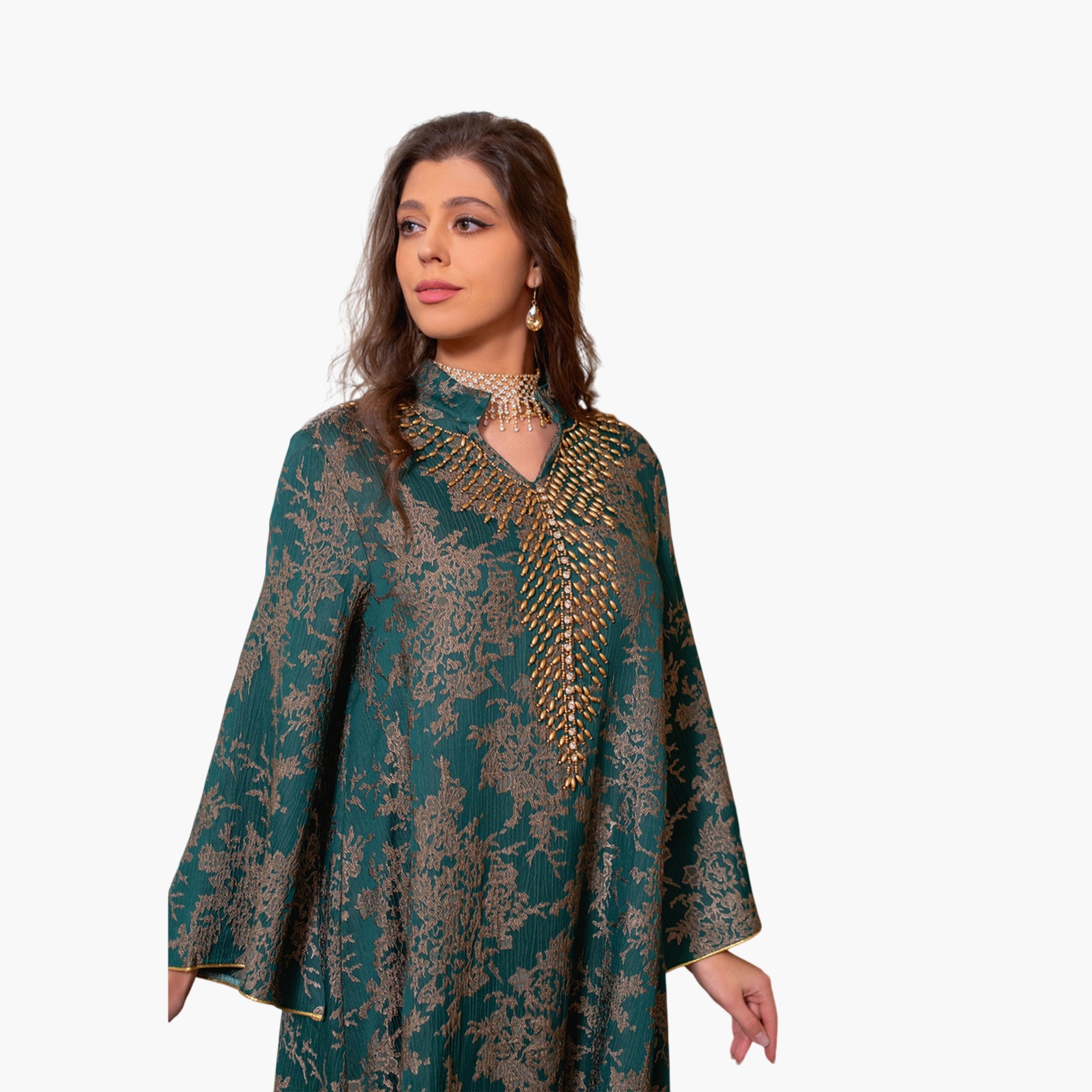 Take Two Green Beaded Maxi Jalabiya-women-arabicclothing-jalabiyas-image-5
