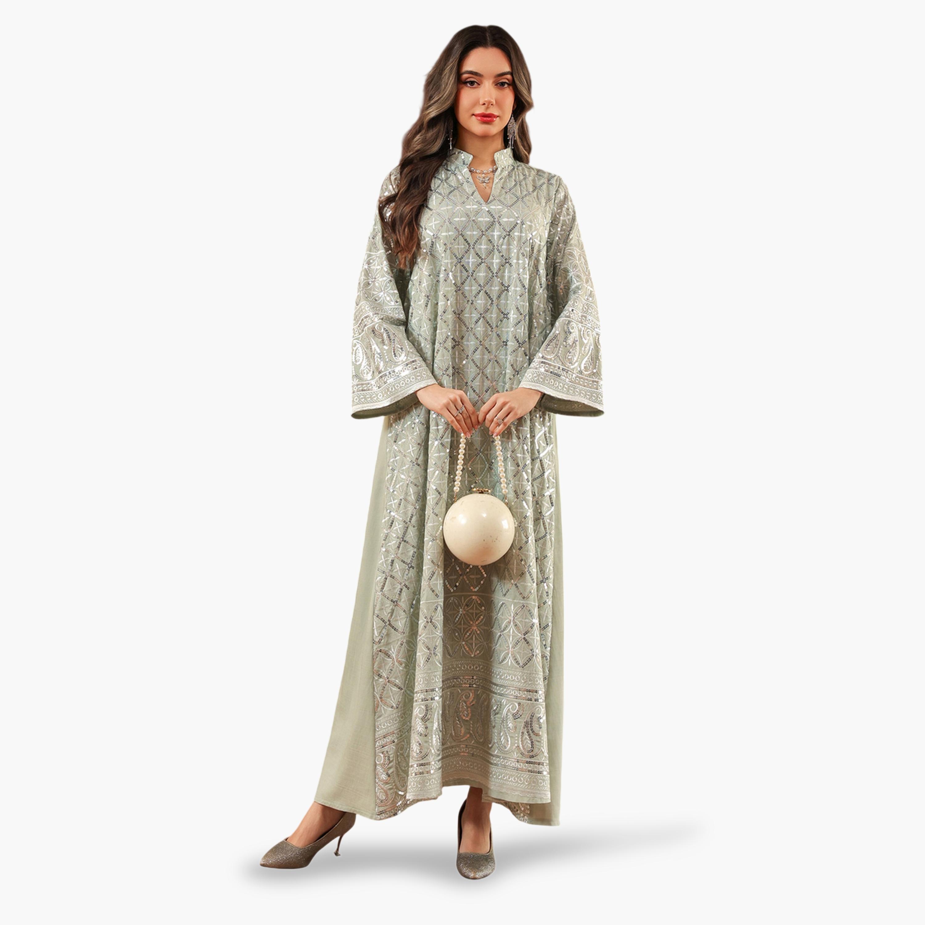 Take Two Grey Sequin Maxi Jalabiya Dress-women-arabicclothing-jalabiyas-image-3