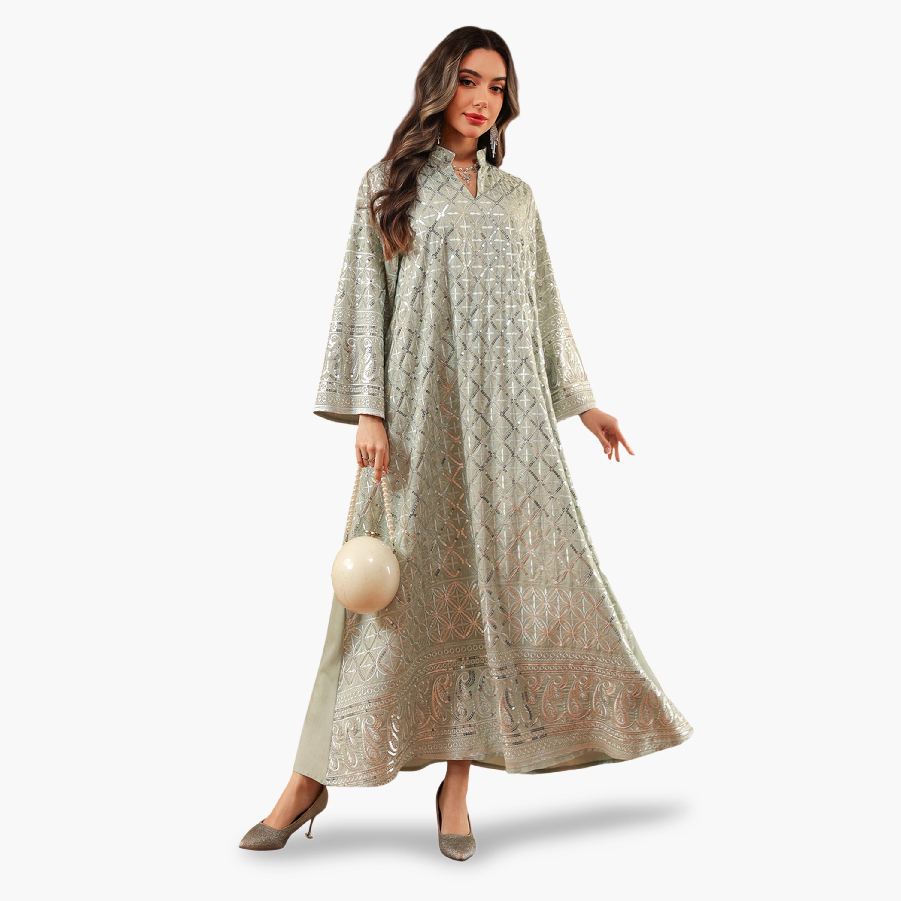 Take Two Grey Sequin Maxi Jalabiya Dress-women-arabicclothing-jalabiyas-image-4
