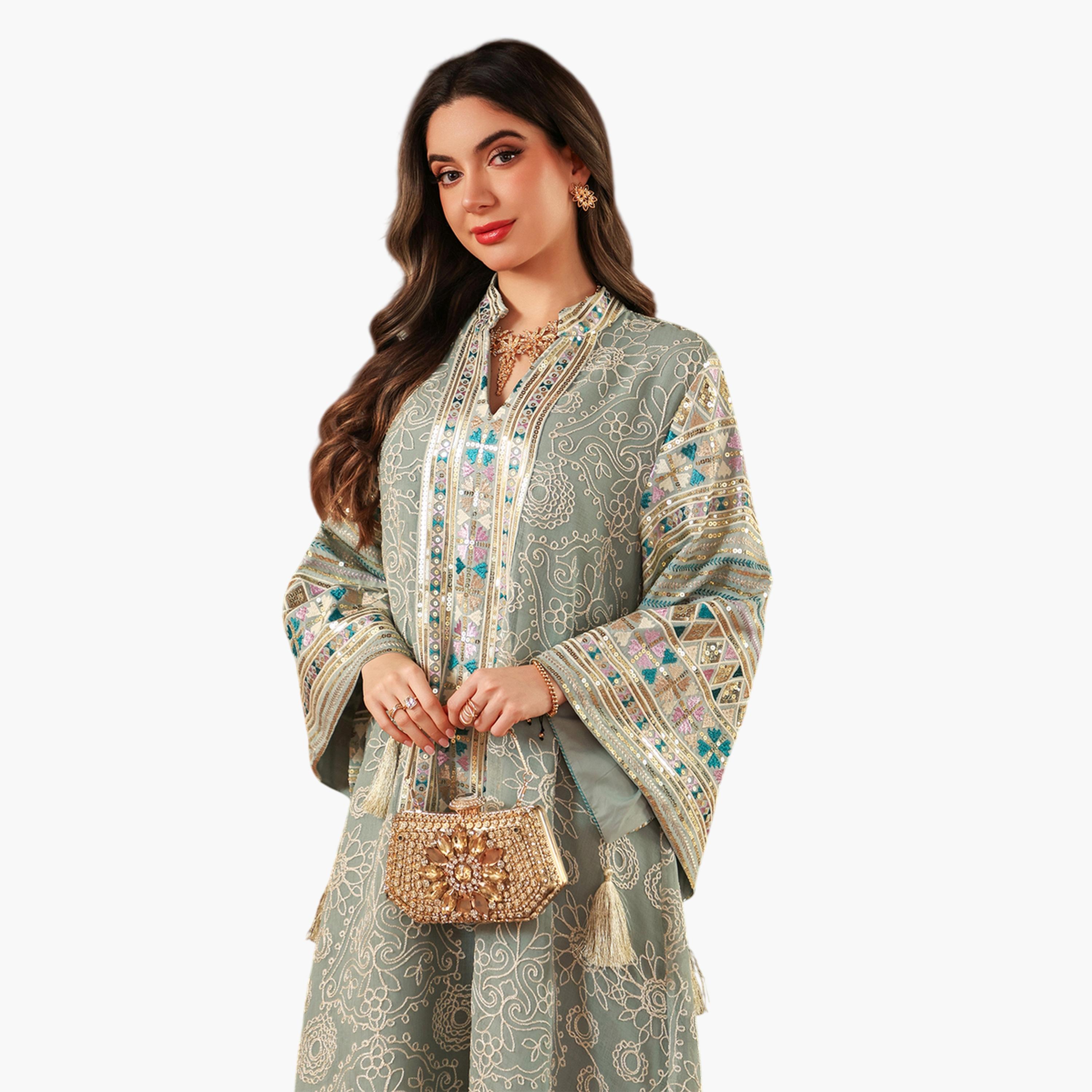 Take Two Teal Maxi Jalabiya with Intricate Embroidery-women-arabicclothing-jalabiyas-image-5