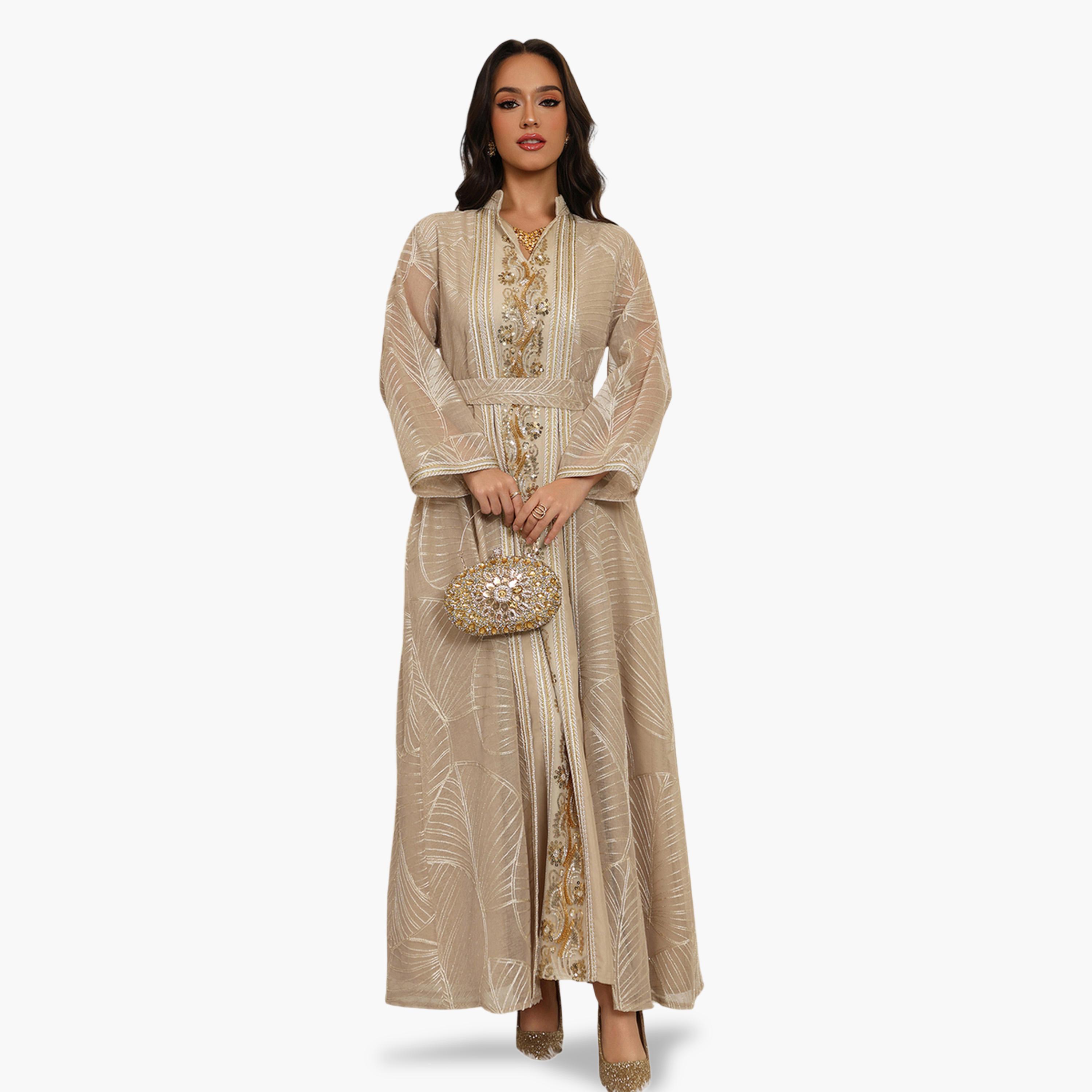 Take Two Multi-Color Embroidered Maxi Jalabiya Dress-women-arabicclothing-jalabiyas-image-1