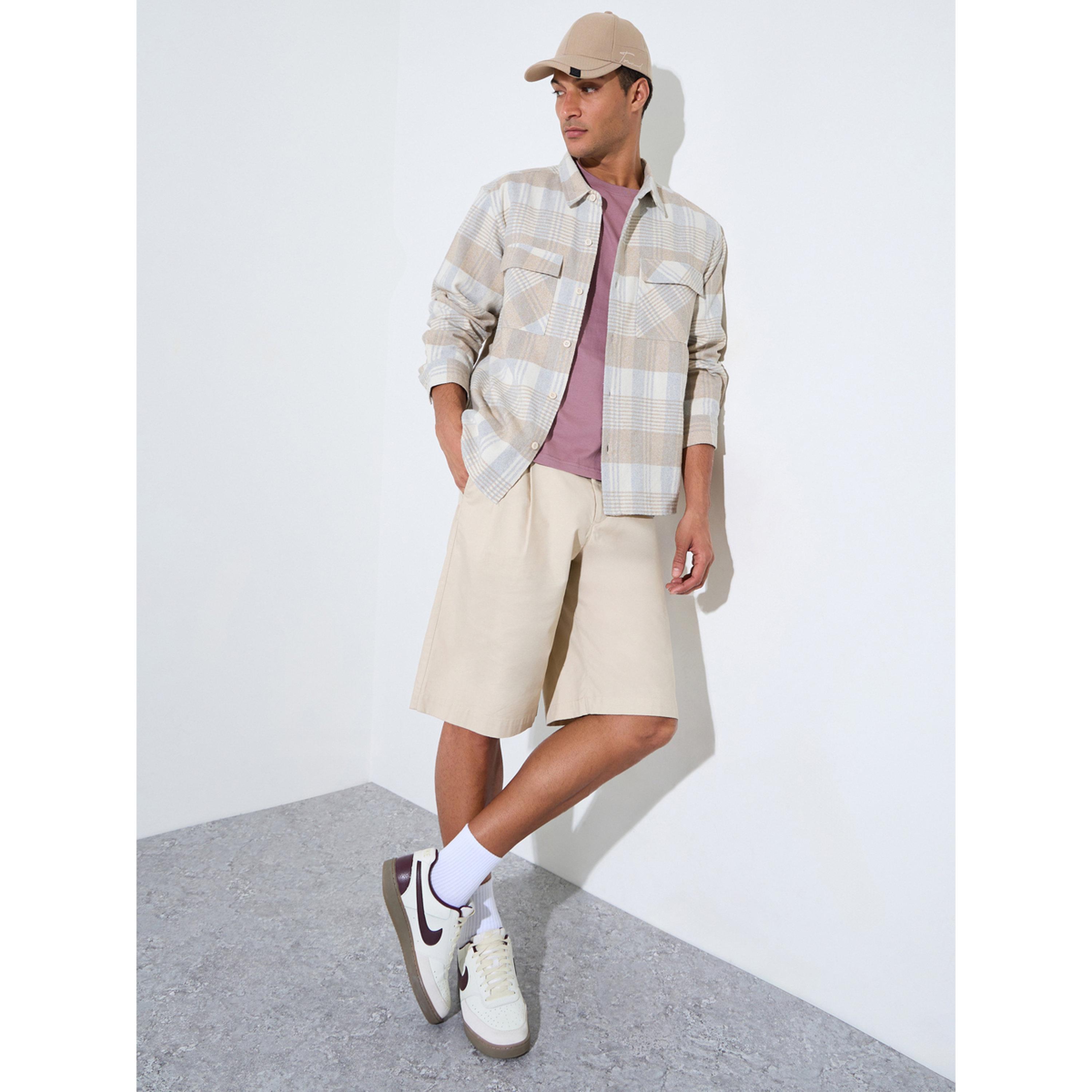 Styli Multi-Color Checked Pocket Details Oversized Shacket-men-clothing-shirts-image-2