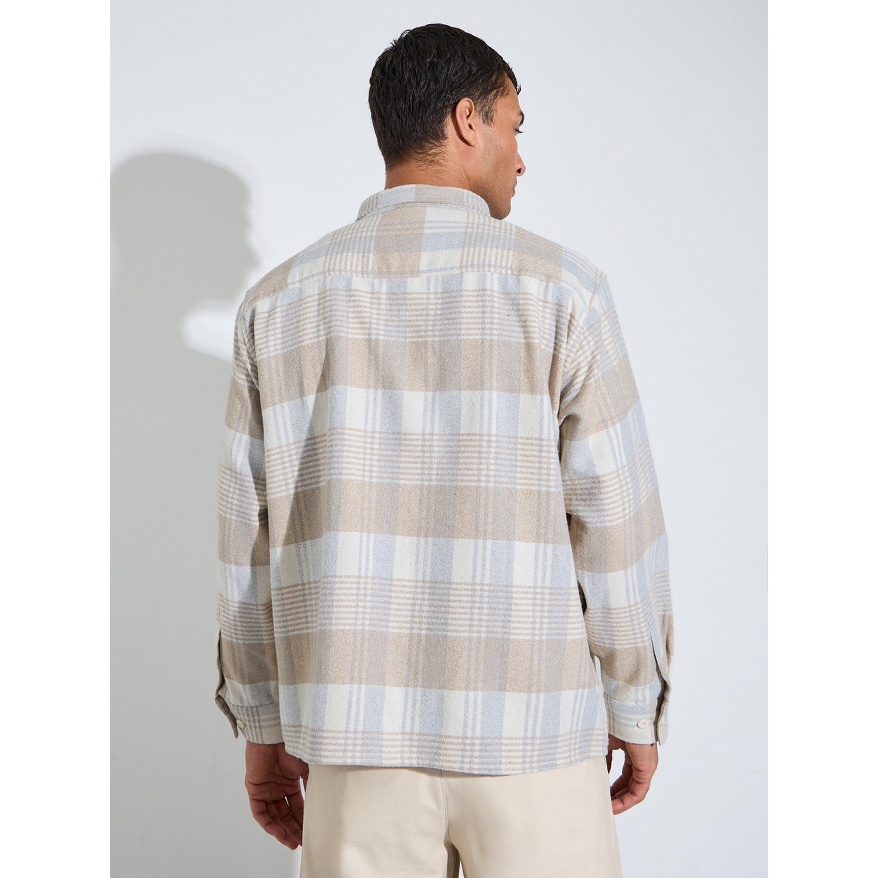 Styli Multi-Color Checked Pocket Details Oversized Shacket-men-clothing-shirts-image-3