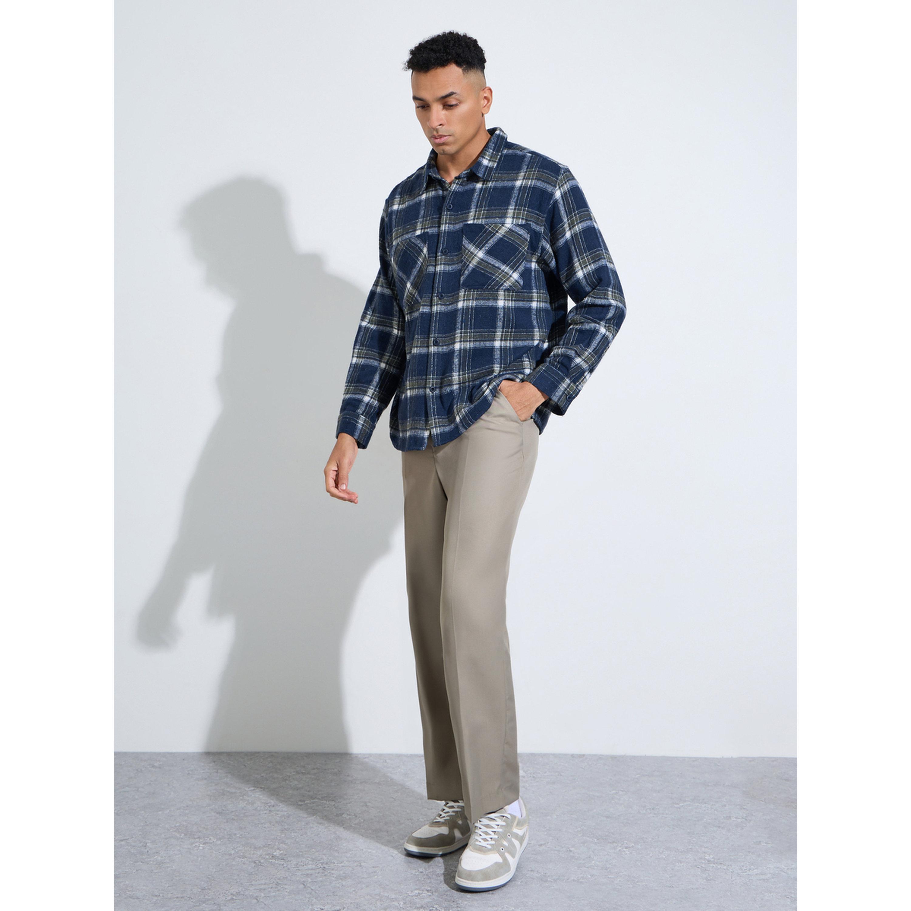 جاكيت شاكيت واسع بمربعات وتفاصيل جيوب-men-clothing-shirts-image-2