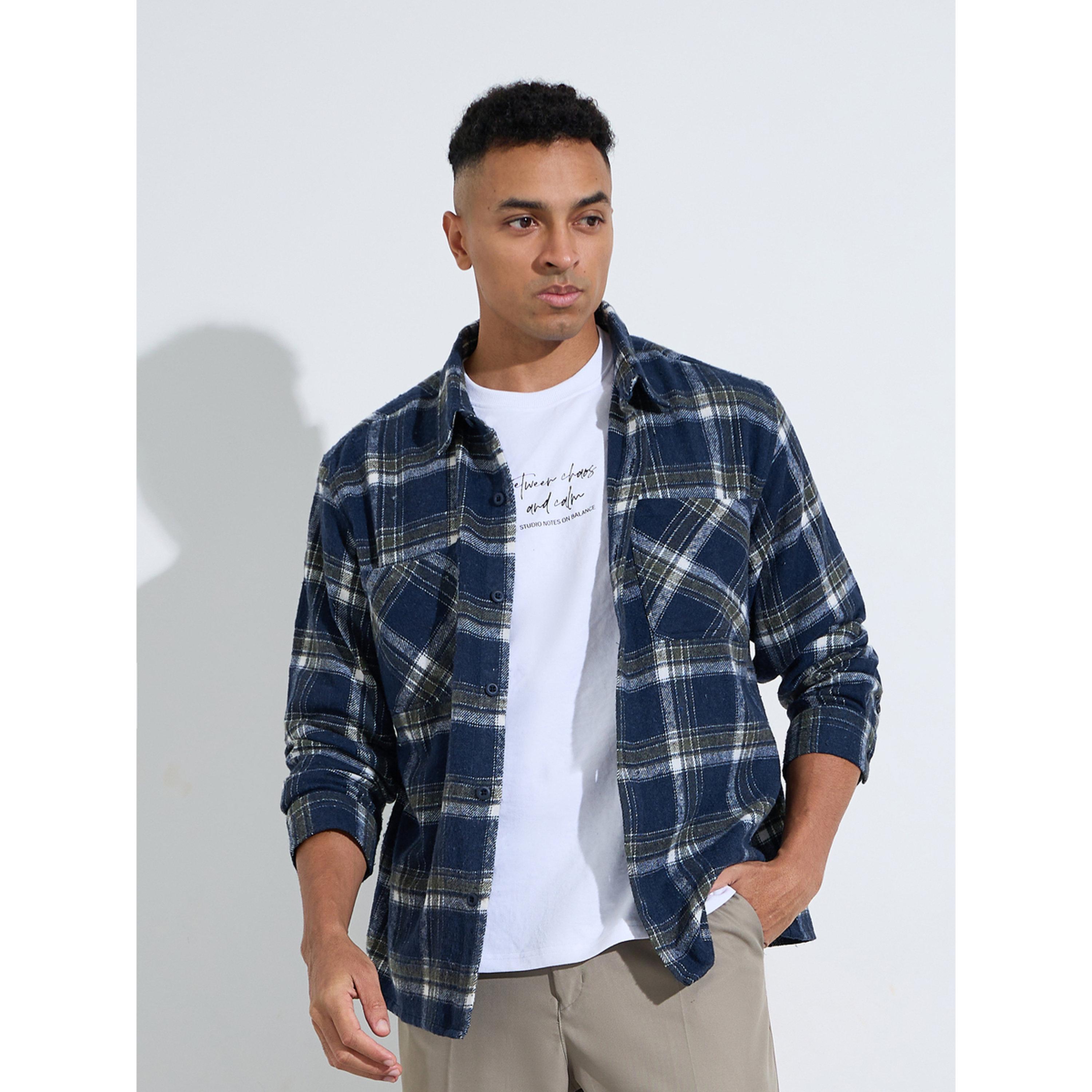 جاكيت شاكيت واسع بمربعات وتفاصيل جيوب-men-clothing-shirts-image-3