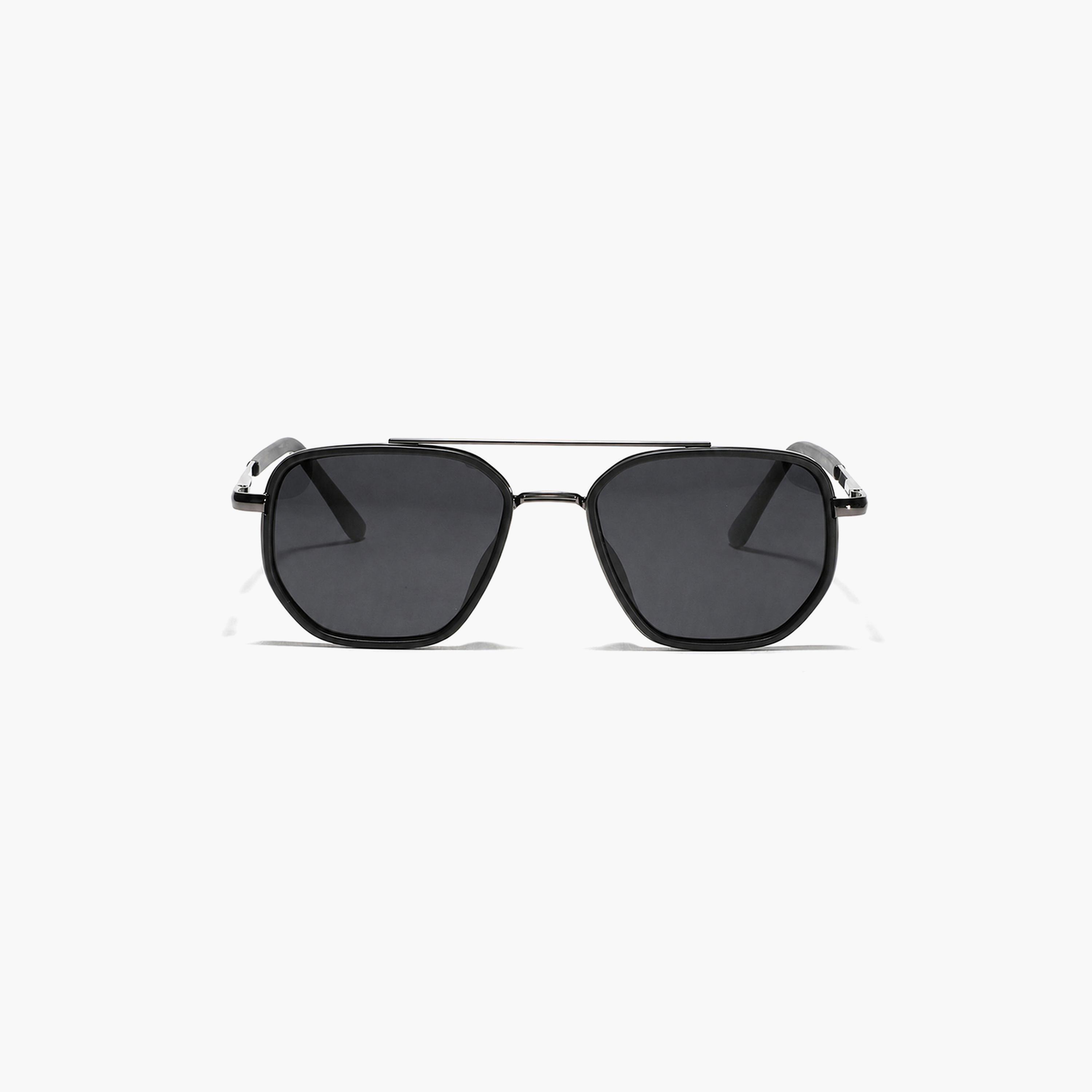نظارة شمسية طراز أفياتور بجسر مزدوج باللون الأسود-men-sunglasses-image-1