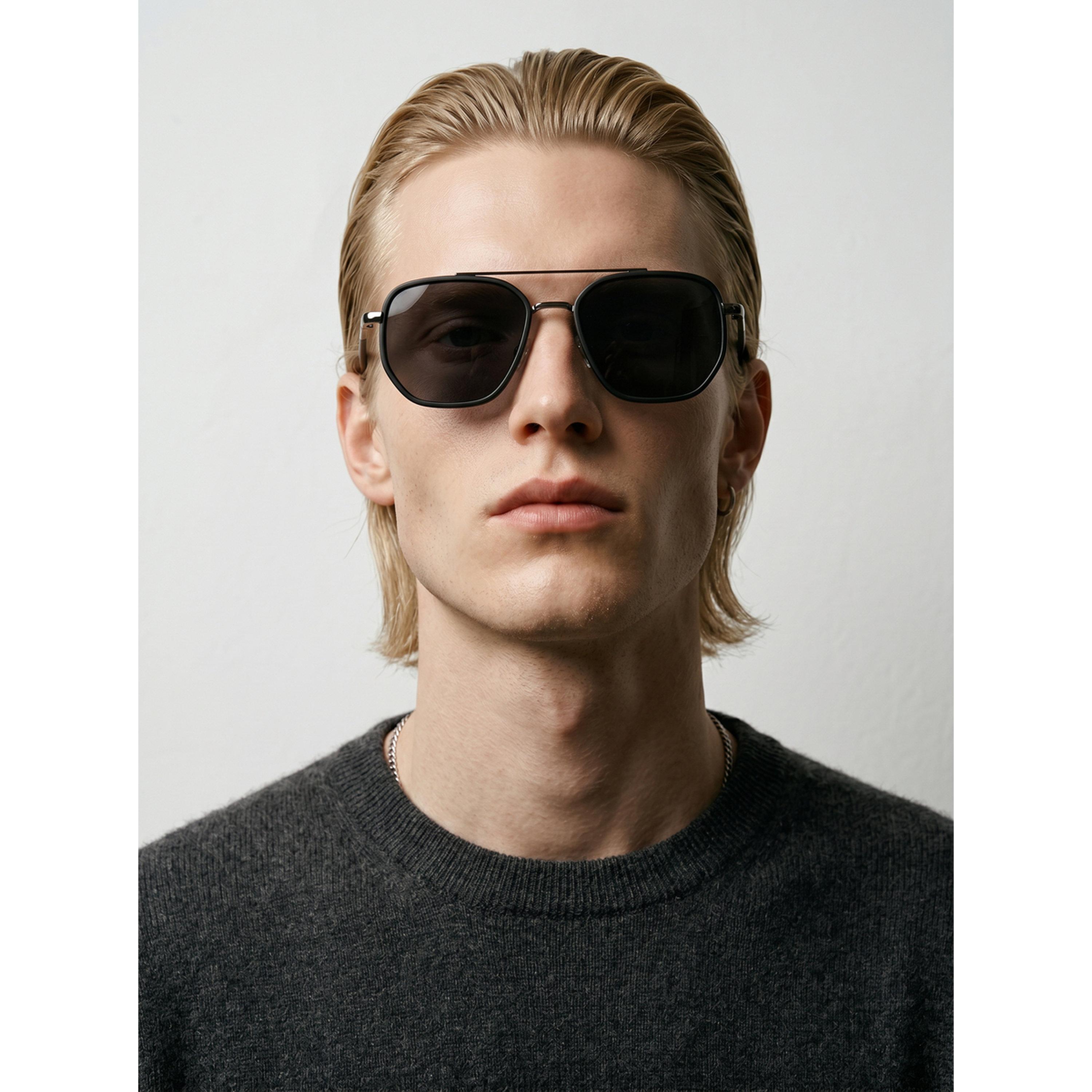 نظارة شمسية طراز أفياتور بجسر مزدوج باللون الأسود-men-sunglasses-image-3