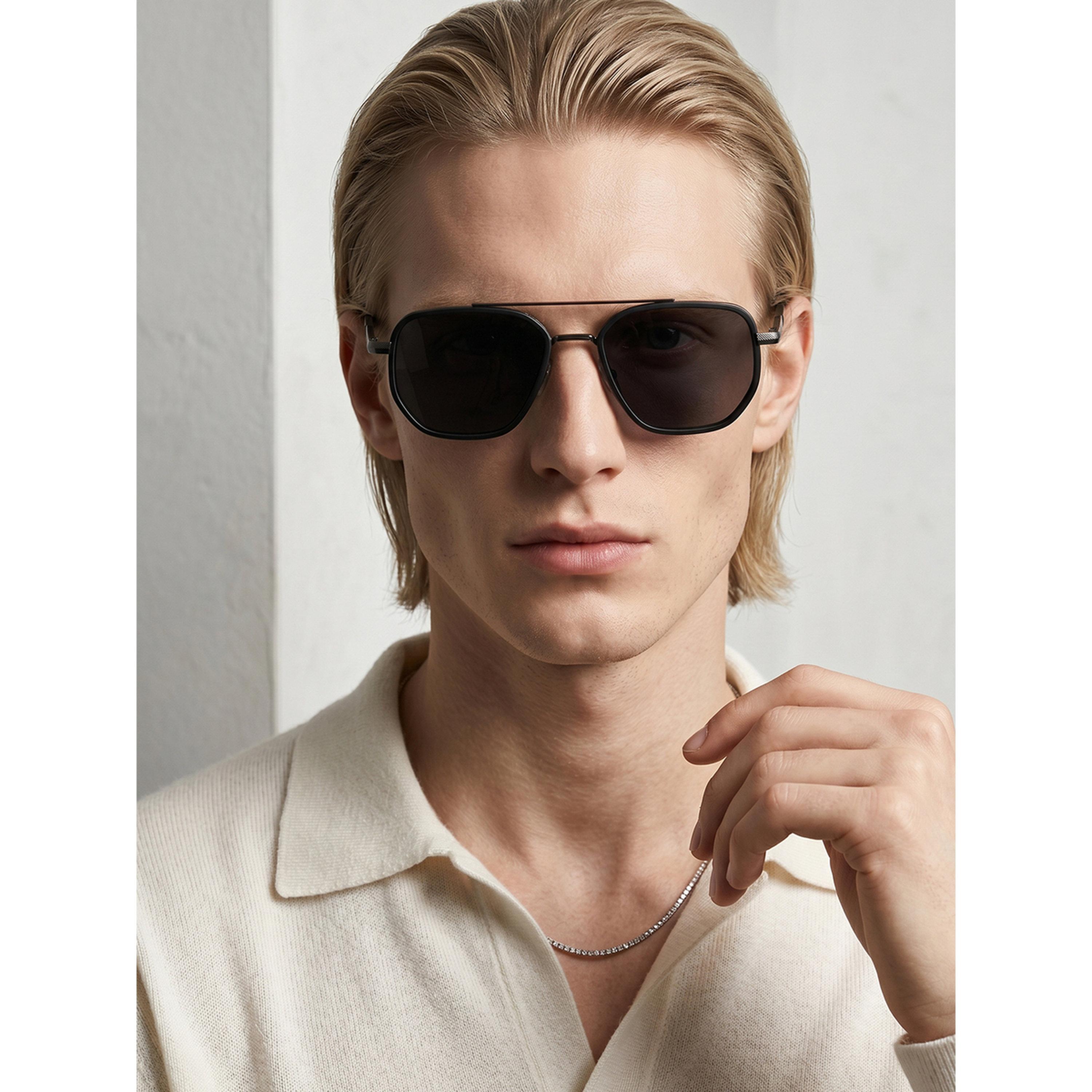 نظارة شمسية طراز أفياتور بجسر مزدوج باللون الأسود-men-sunglasses-image-4