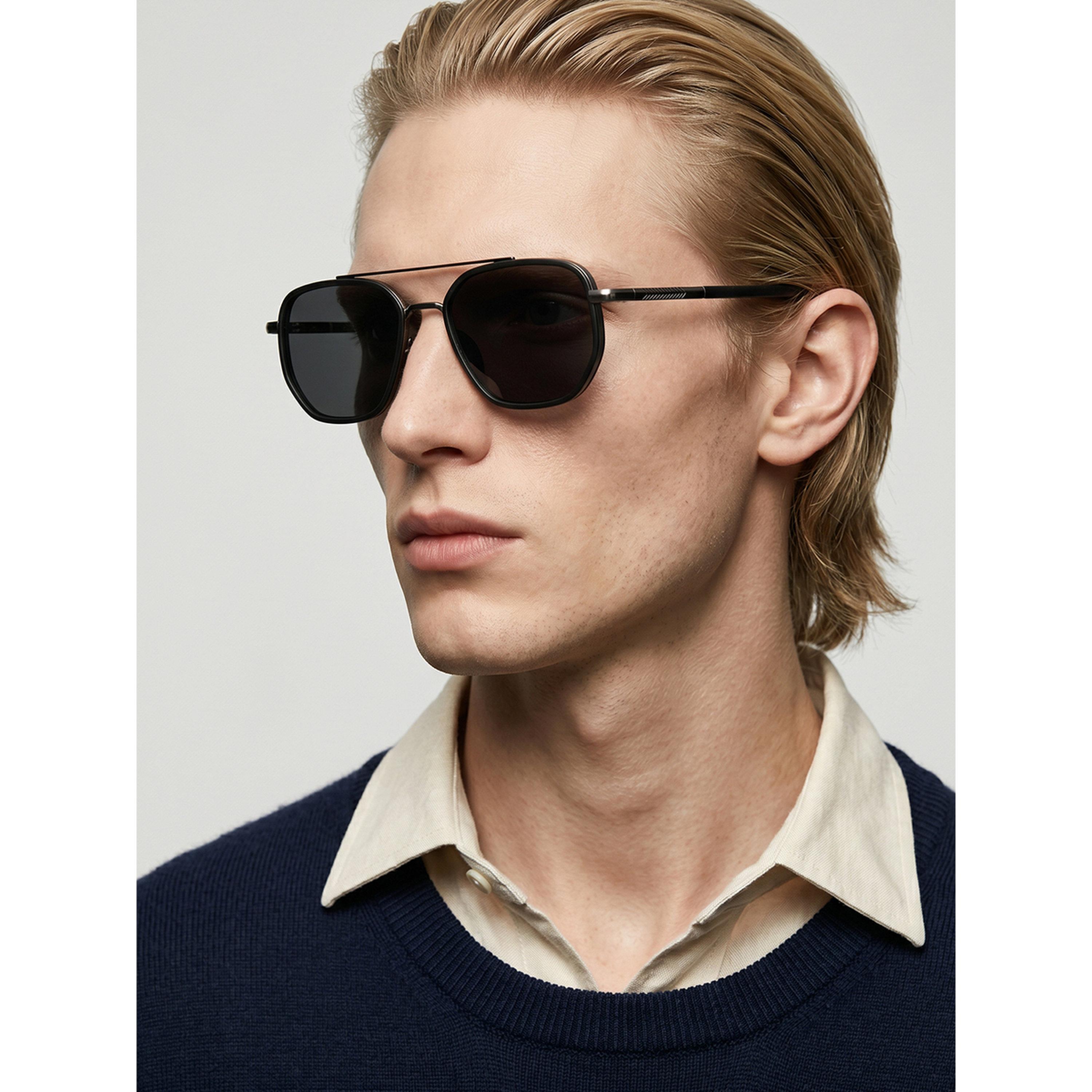نظارة شمسية طراز أفياتور بجسر مزدوج باللون الأسود-men-sunglasses-image-5