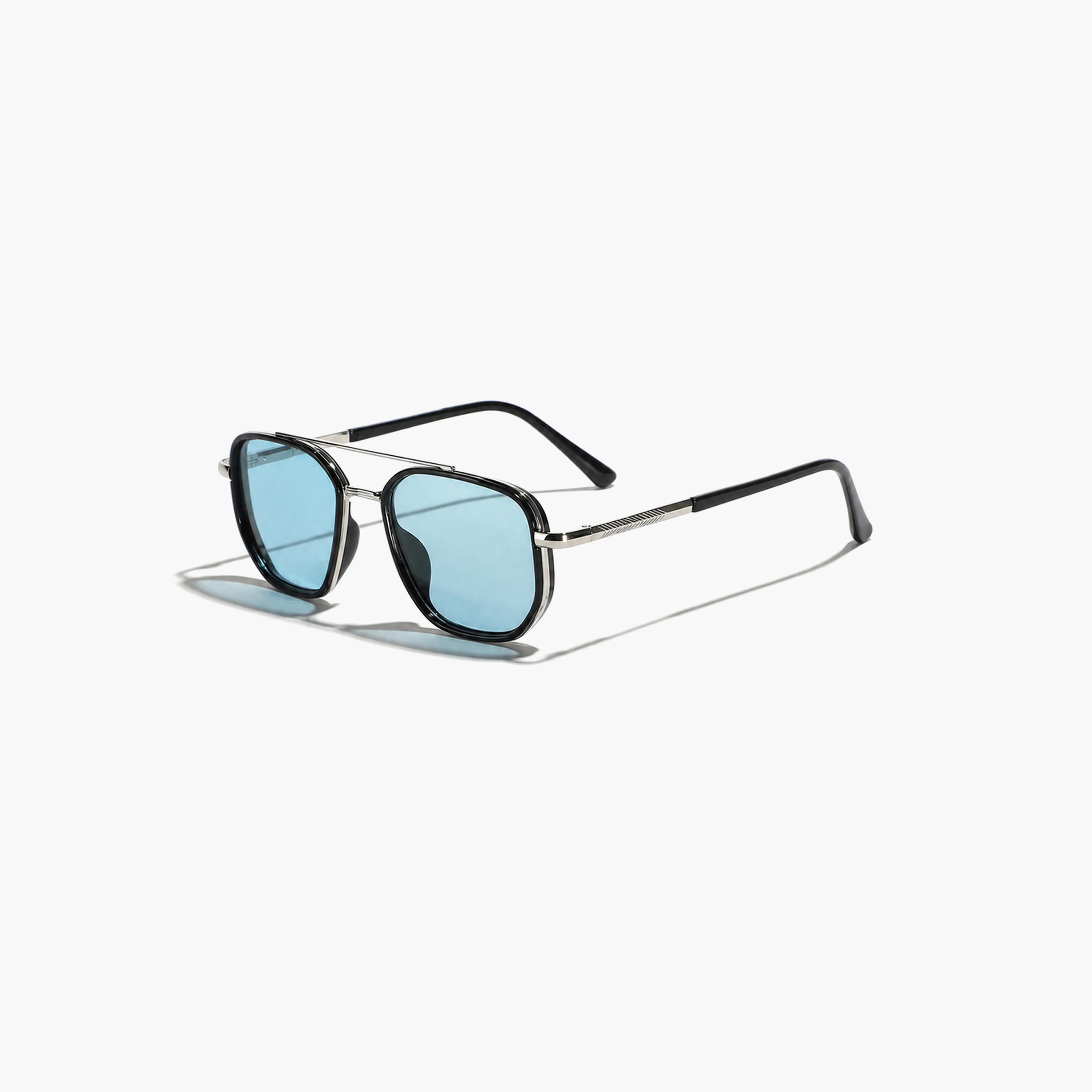 نظارة شمسية أفياتور بجسر مزدوج بلون فضي-men-sunglasses-image-1