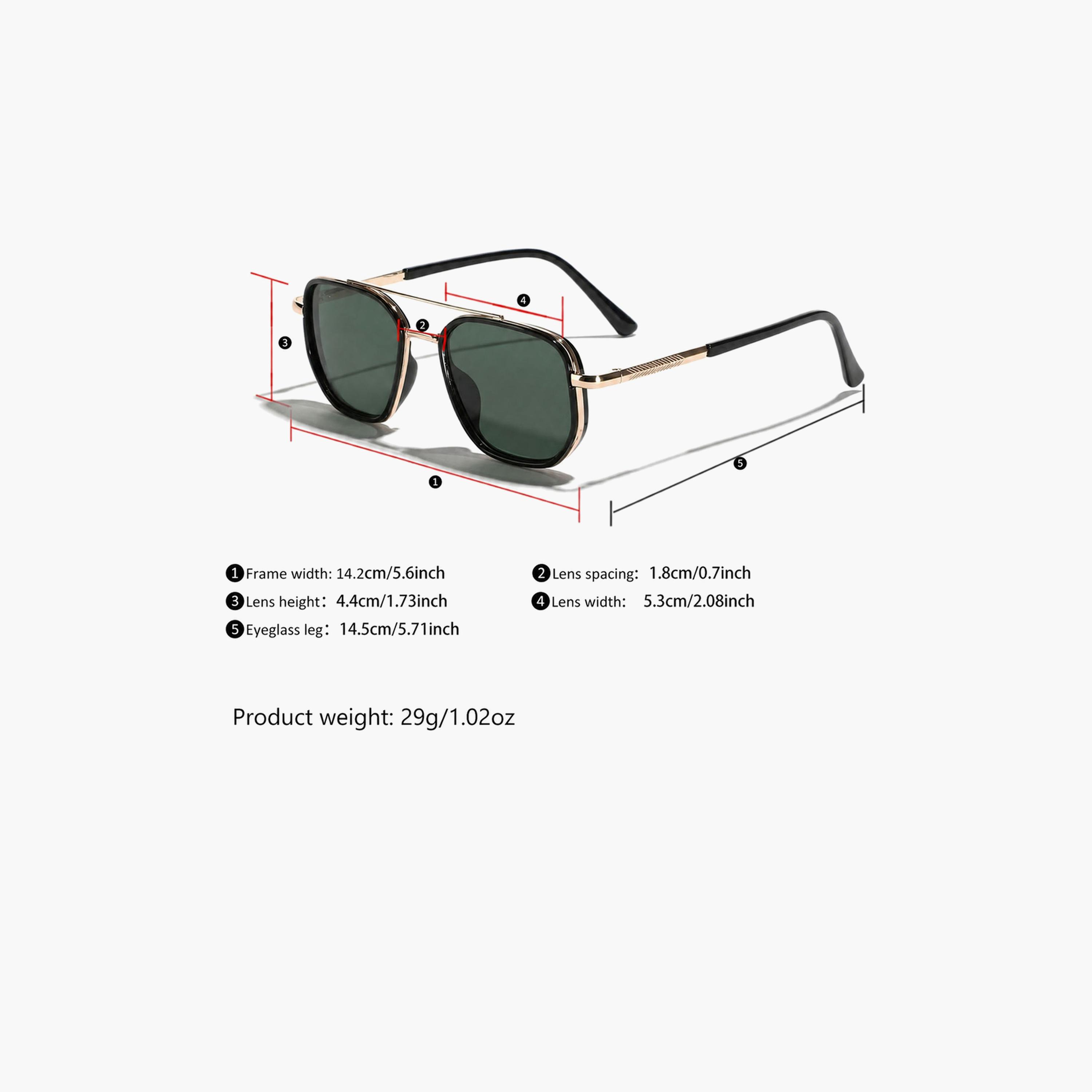 نظارة شمسية نمط أفياتور بجسر مزدوج باللون الذهبي-men-sunglasses-image-4
