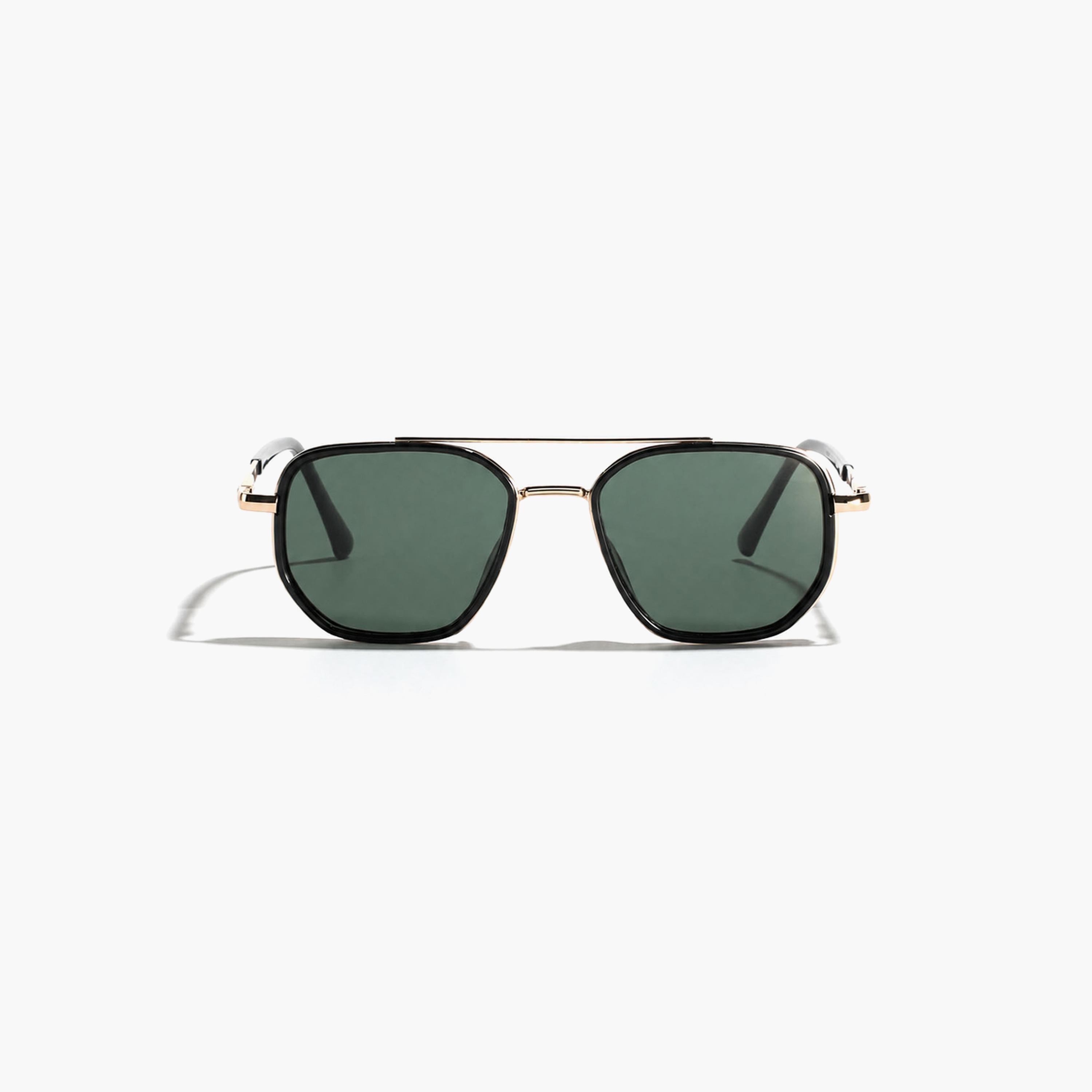 نظارة شمسية نمط أفياتور بجسر مزدوج باللون الذهبي-men-sunglasses-image-5