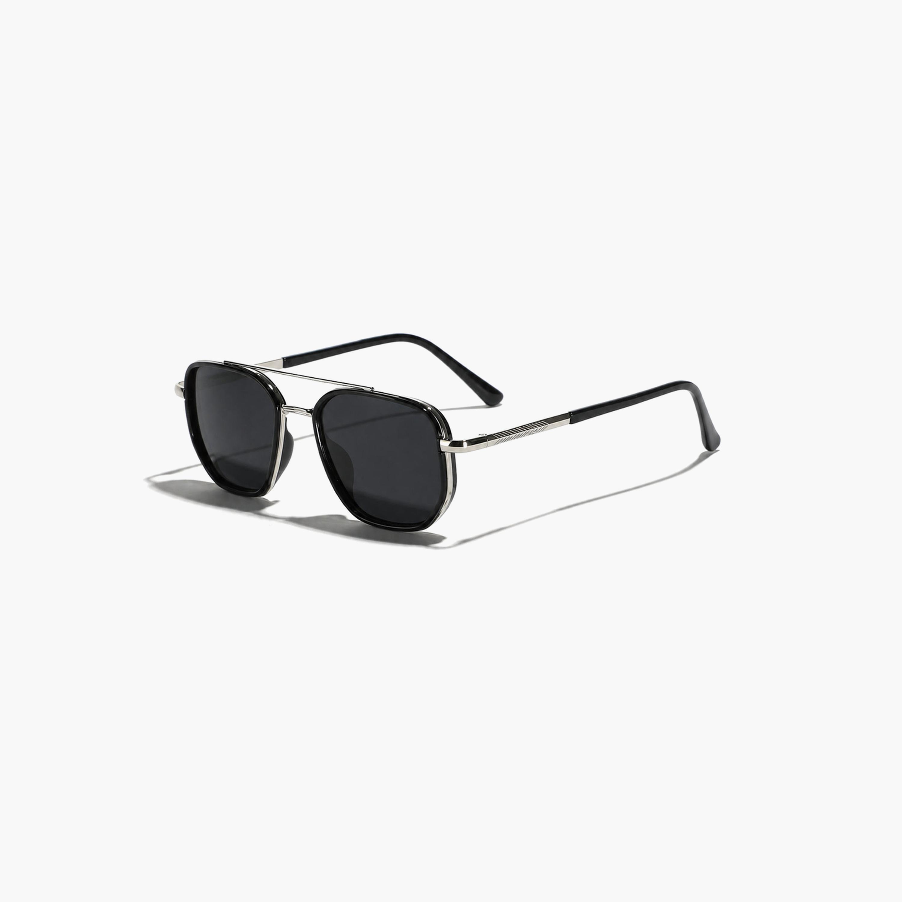نظارة شمسية طراز أفياتور بجسر مزدوج باللون الفضي-men-sunglasses-image-1