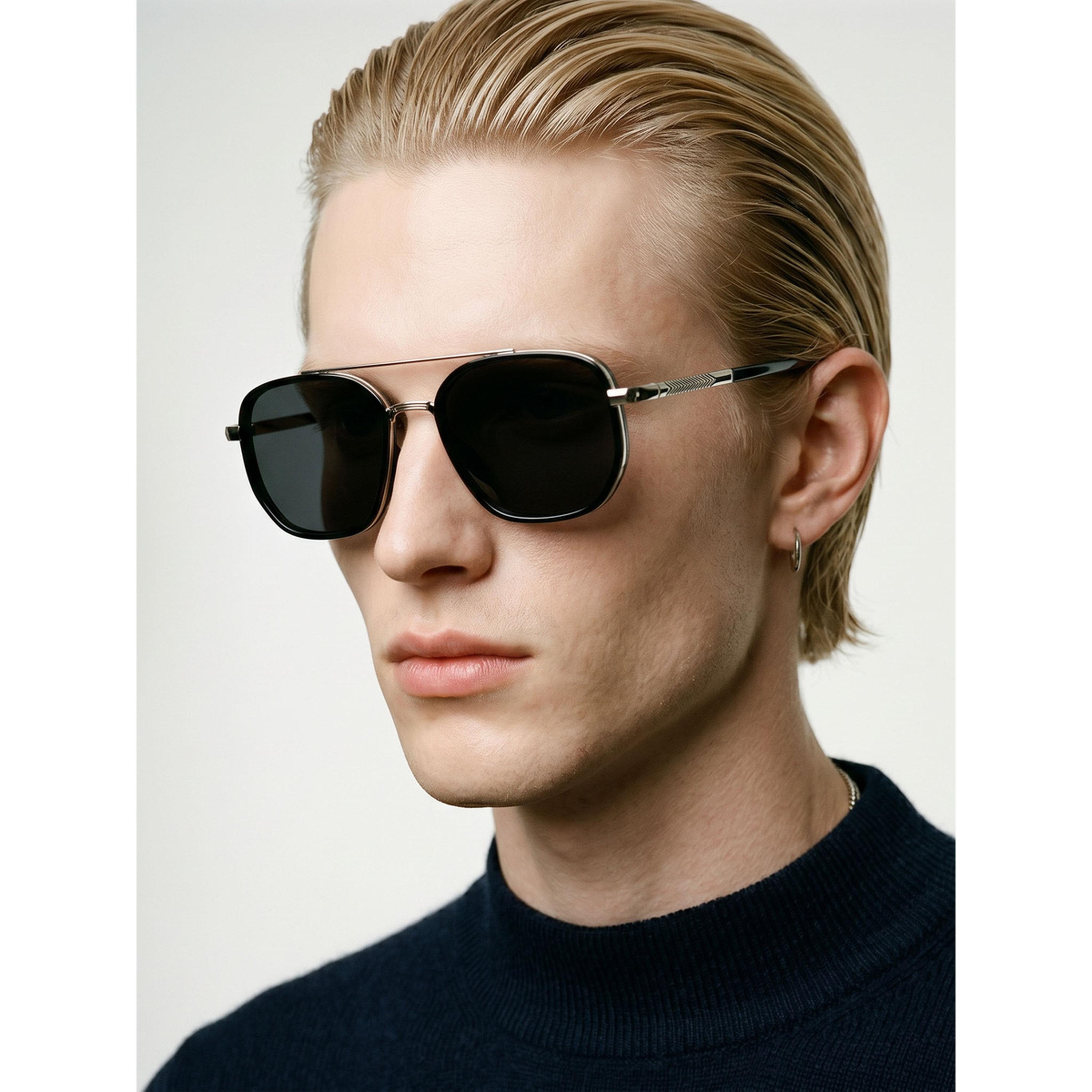 نظارة شمسية طراز أفياتور بجسر مزدوج باللون الفضي-men-sunglasses-image-3