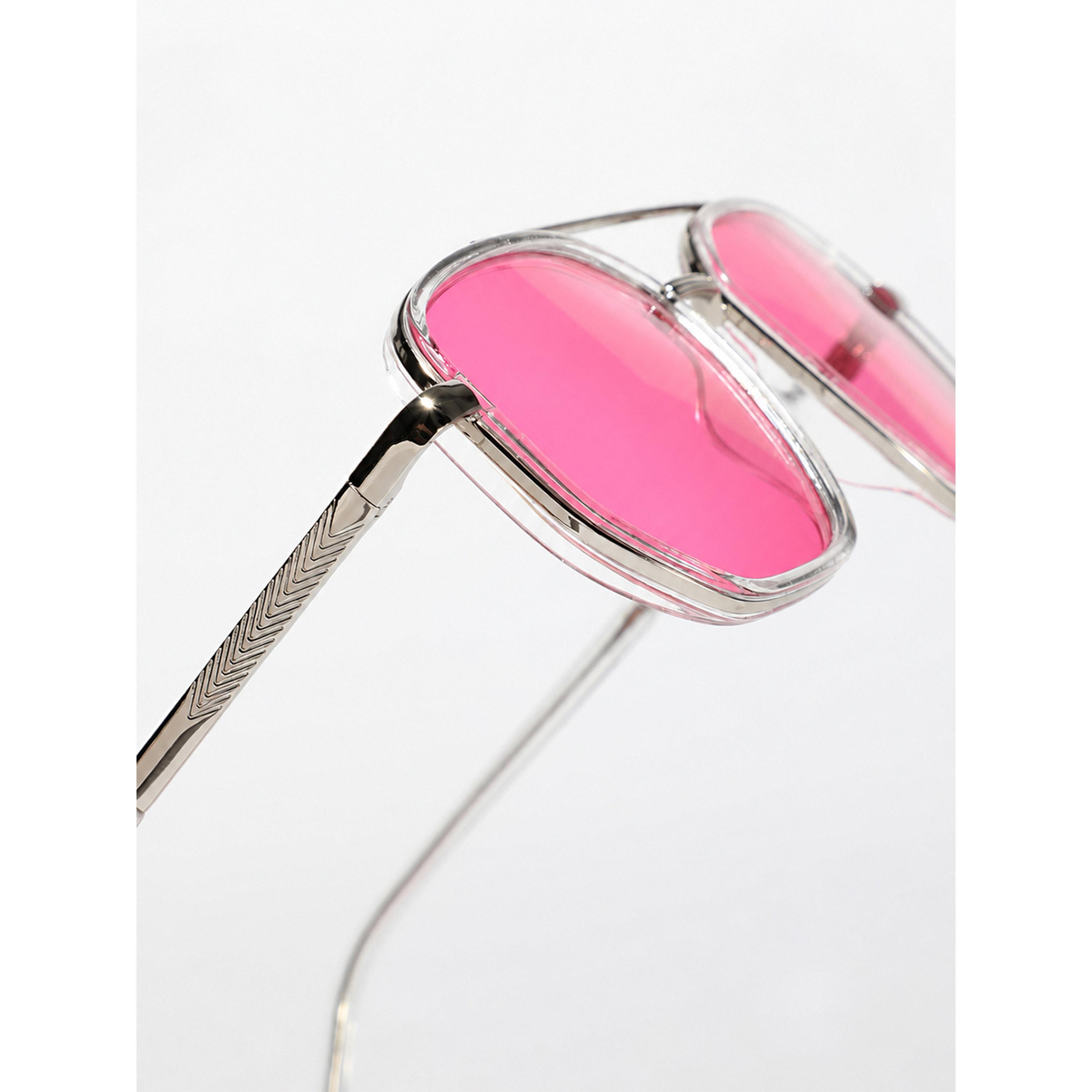 Take Two Silver Double Bridge Pink Lens Aviator Sunglasses-women-sunglasses-image-5