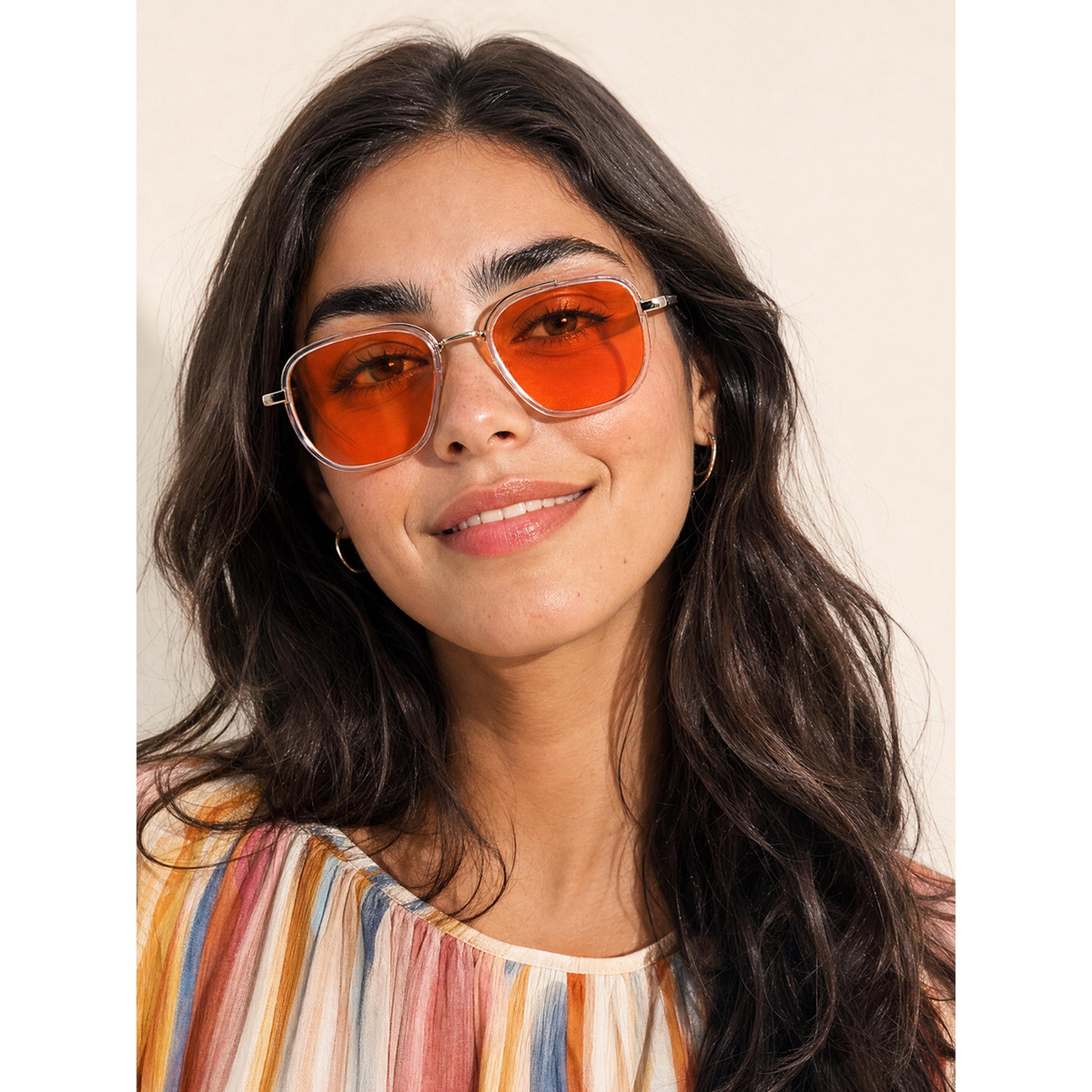 Take Two Gold Square Frame Polarized Sunglasses-women-sunglasses-image-2