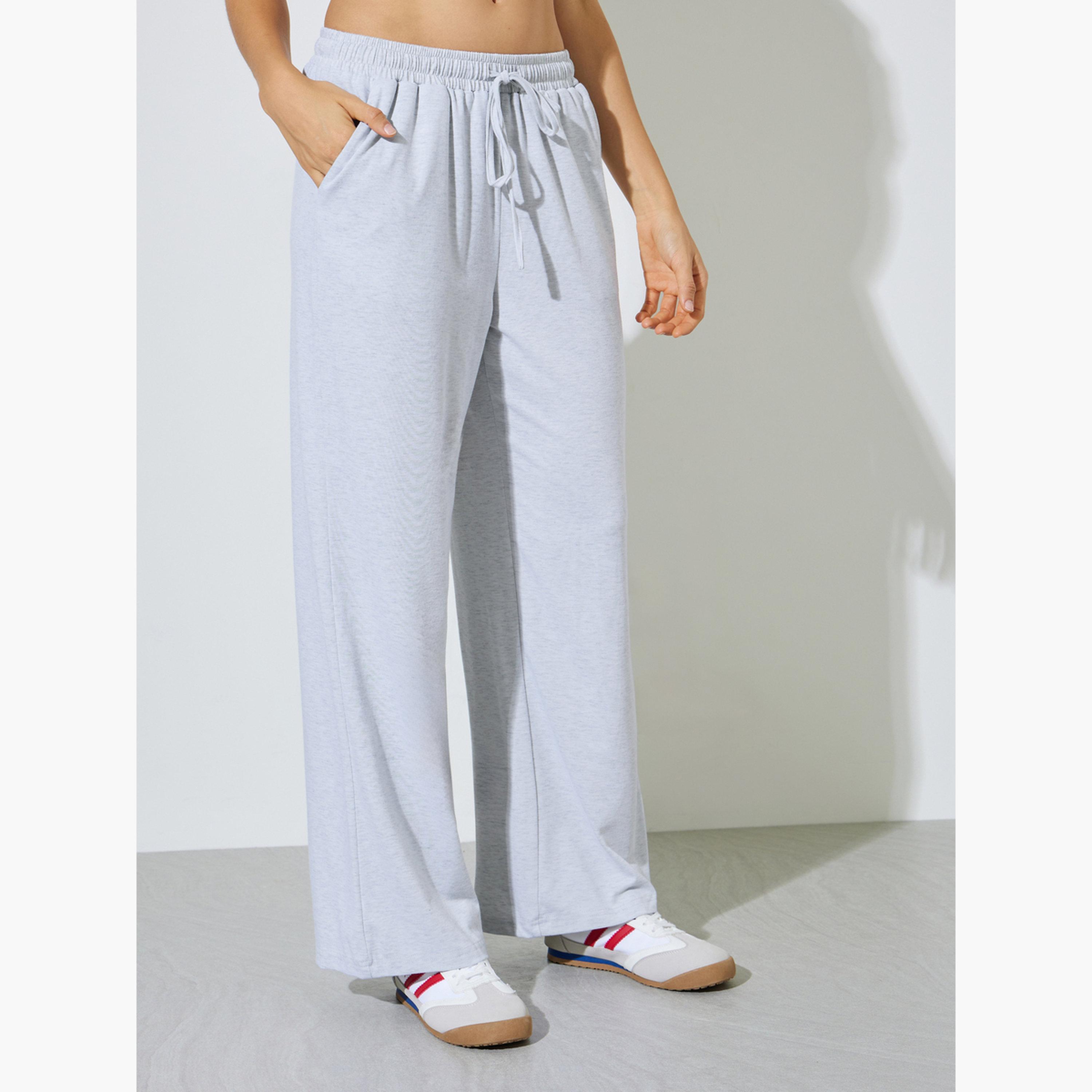 Styli Grey Raglan Sleeve T-Shirt and Wide Leg Pants Co-Ord Set-women-clothing-coordsets-image-4