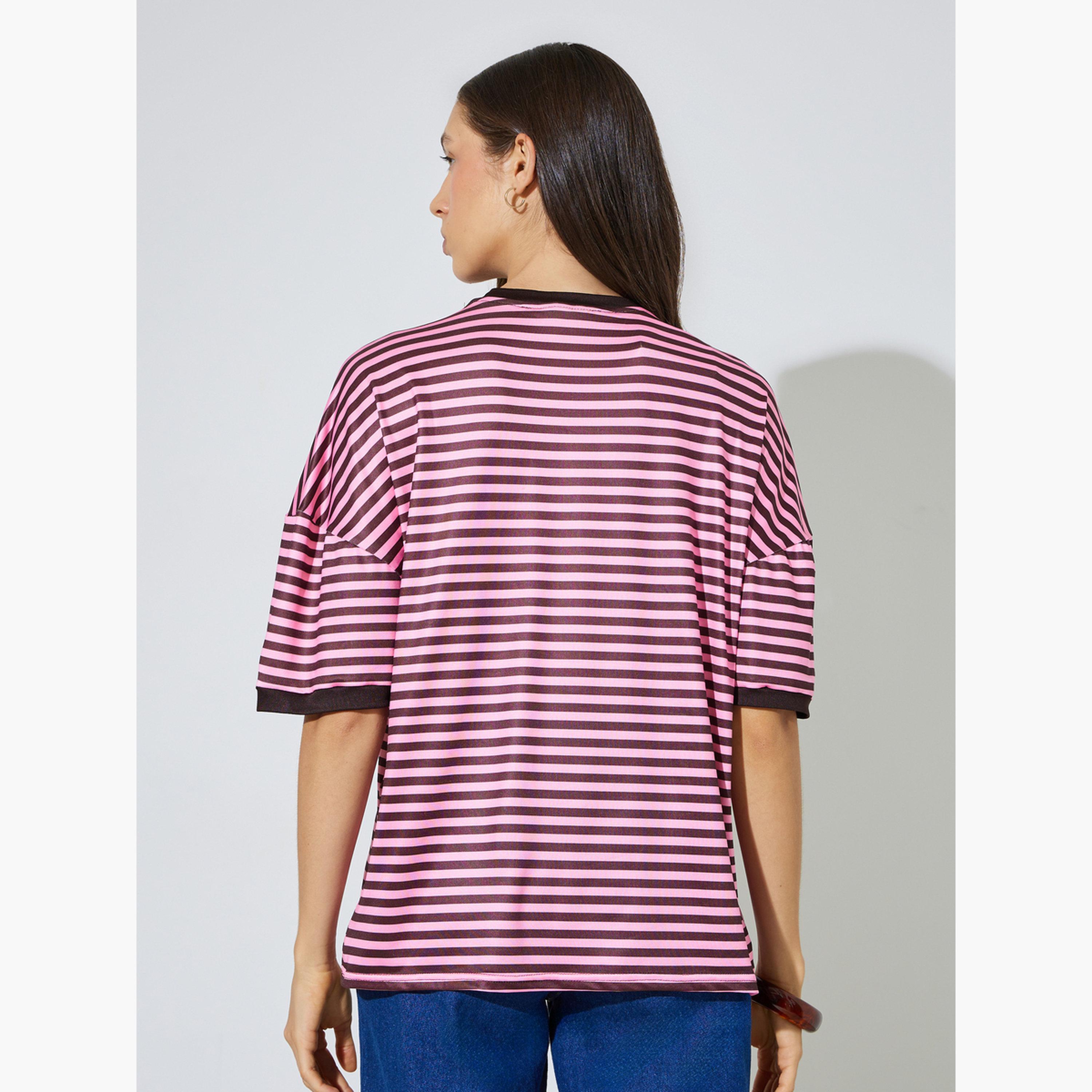 Styli Striped Round Neck Oversized T-Shirt-women-clothing-tshirts-image-4