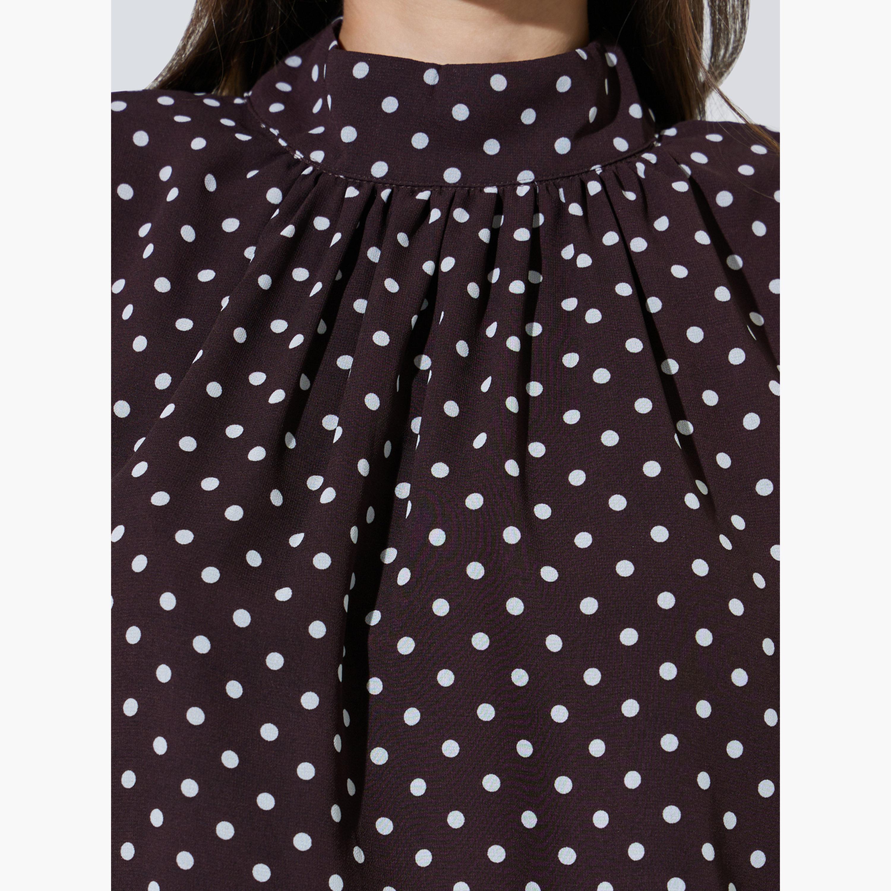 بلوزة بأكمام طويلة وطبعة منقطة-women-clothing-shirtsandblouses-blouses-image-4