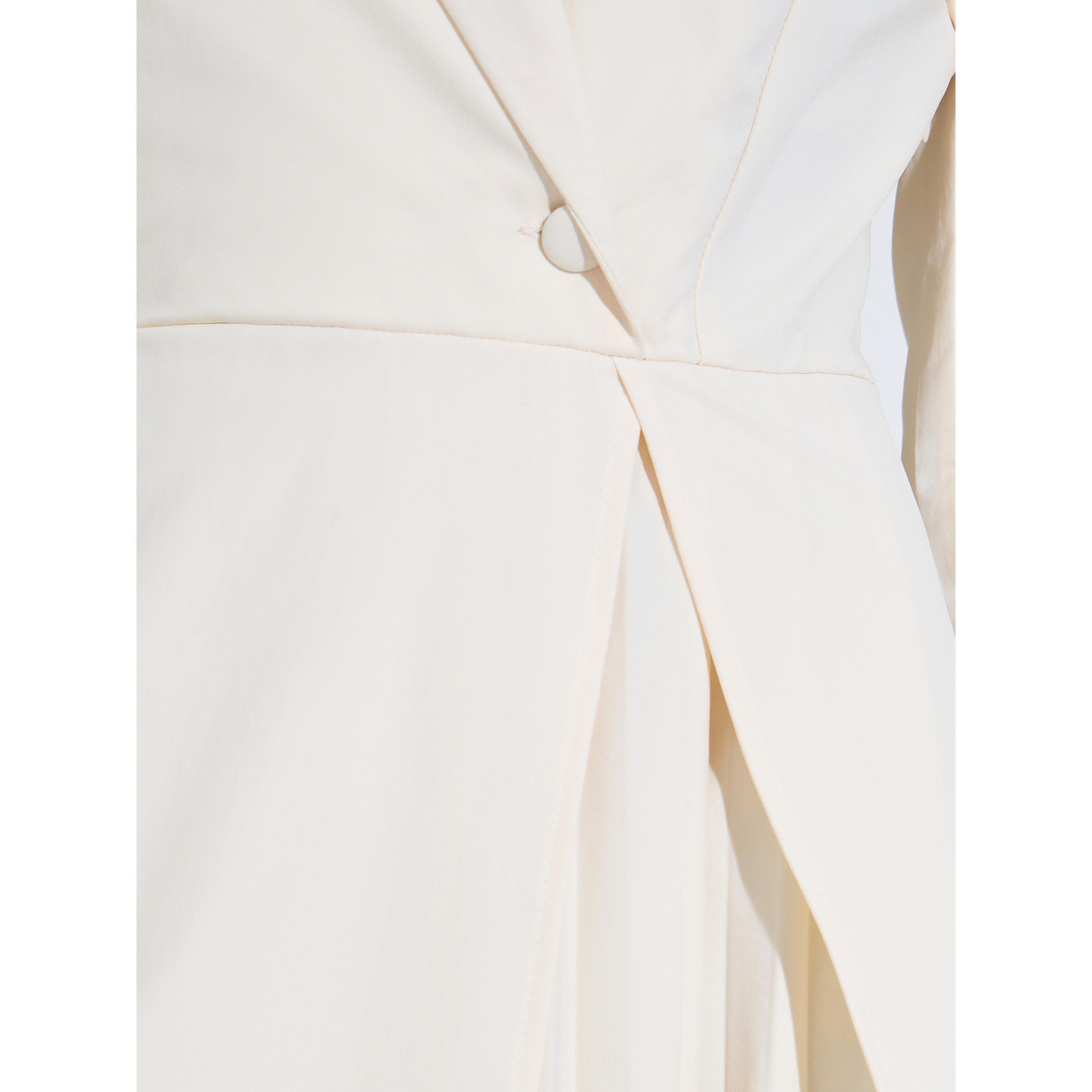 فستان طويل بليزر بياقة وتفاصيل طيات سادة بلون كريمي-women-clothing-dresses-image-4