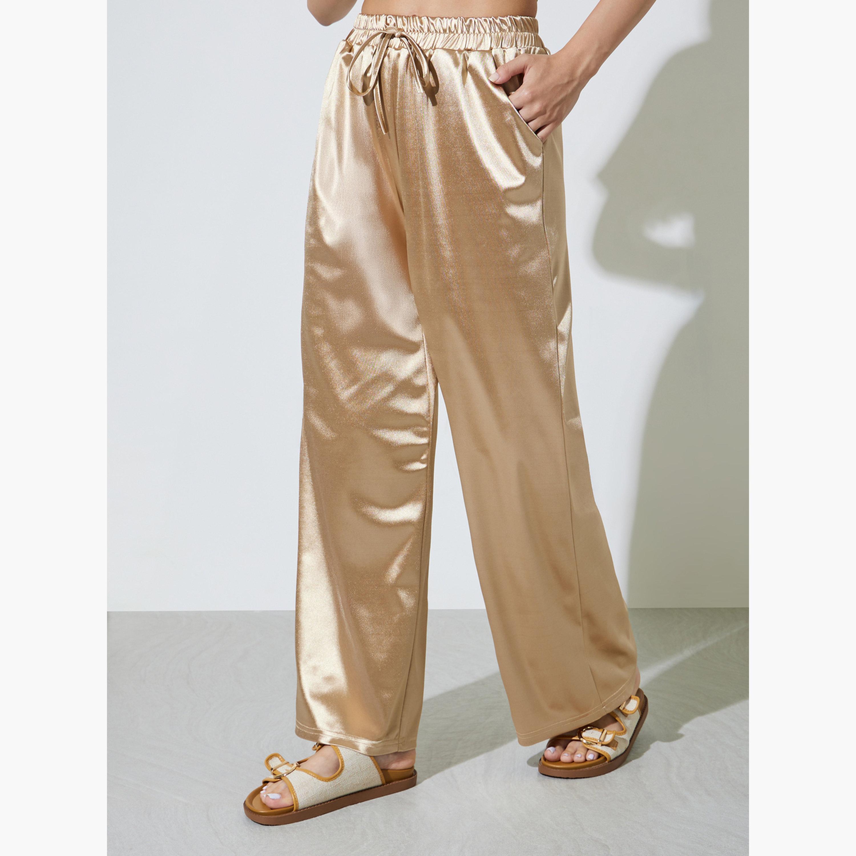 Take Two Gold Satin Top and Pants Co-ord Set-women-clothing-coordsets-image-4